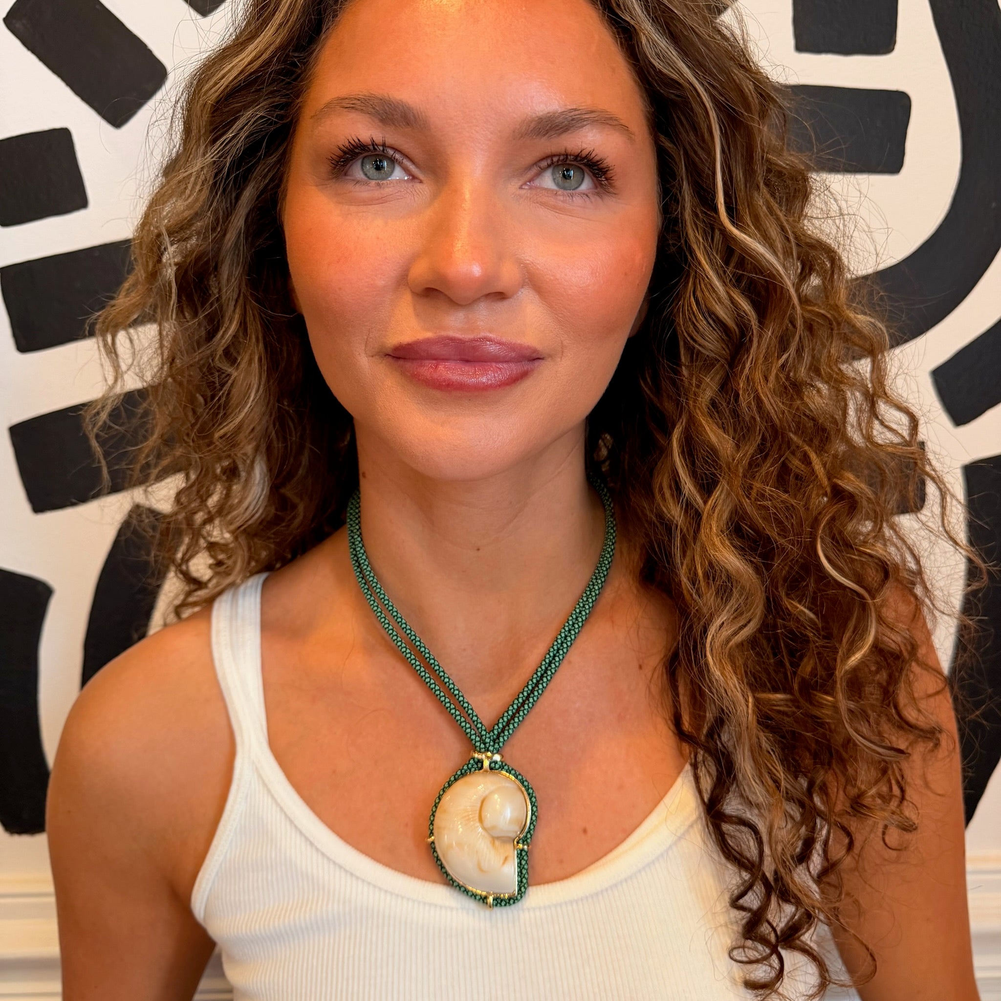 Shelly Necklace - Green - on model
