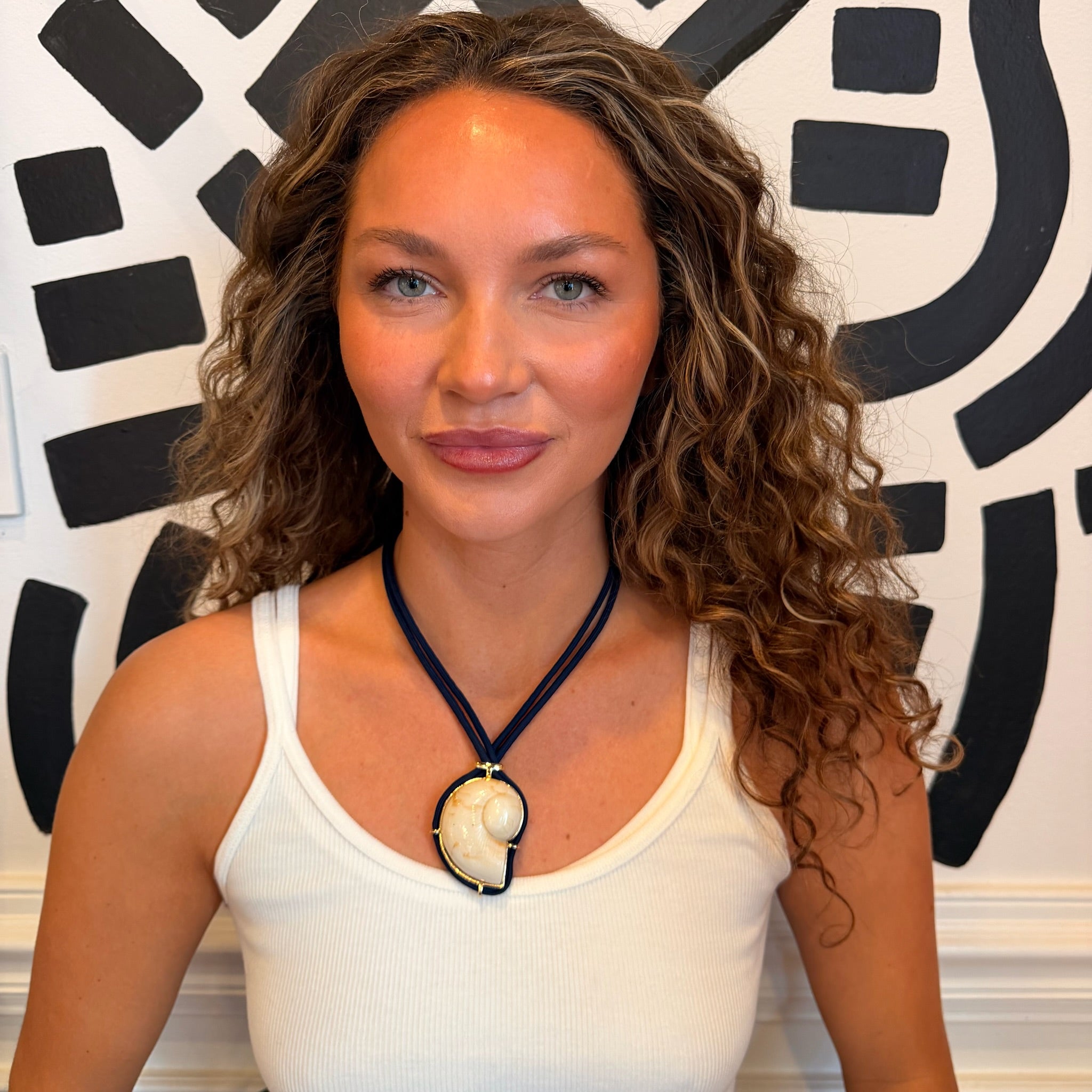 Shelly Necklace - Navy - on model