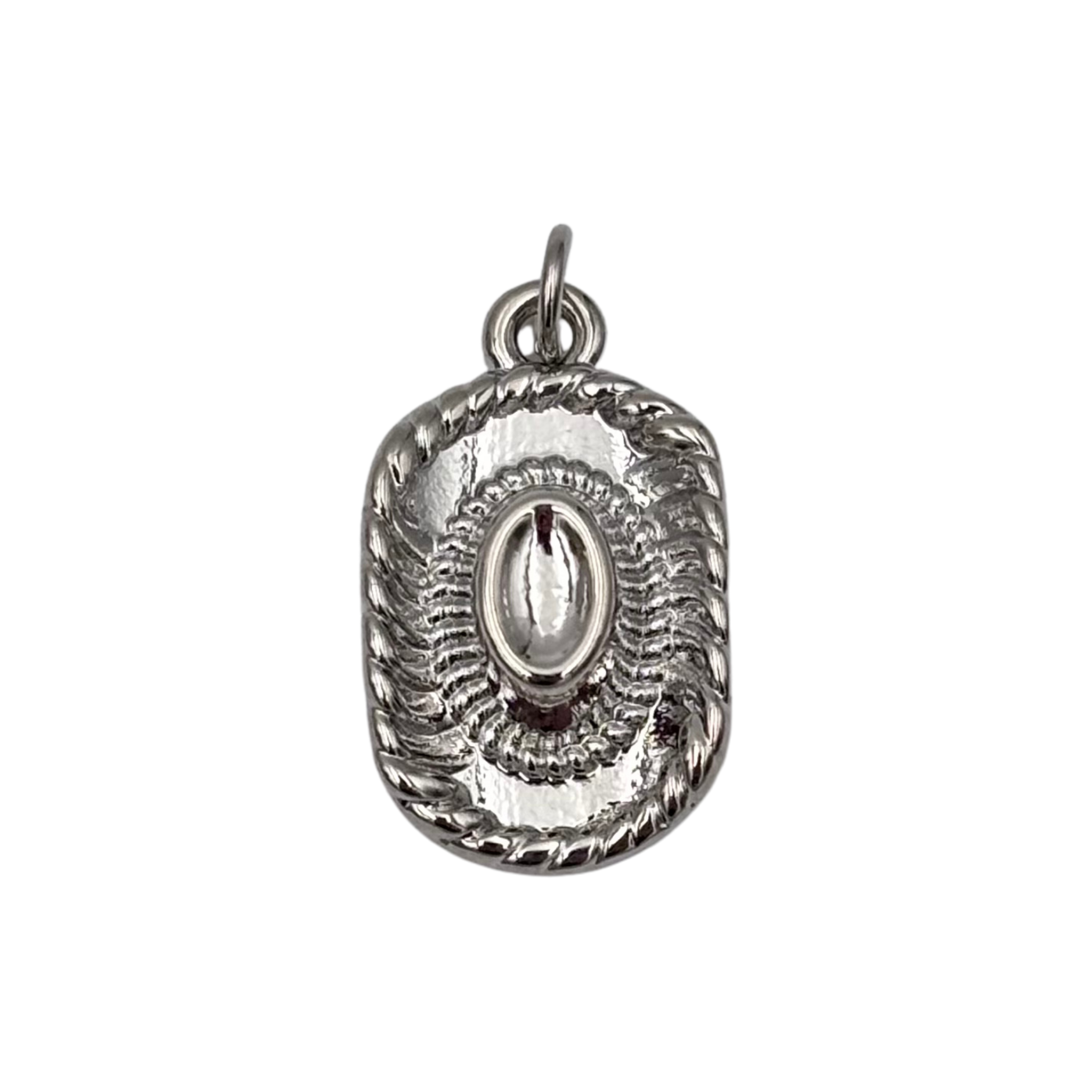 Silver cowgirl hat charm with rope band and textured brim by HOLST+LEE