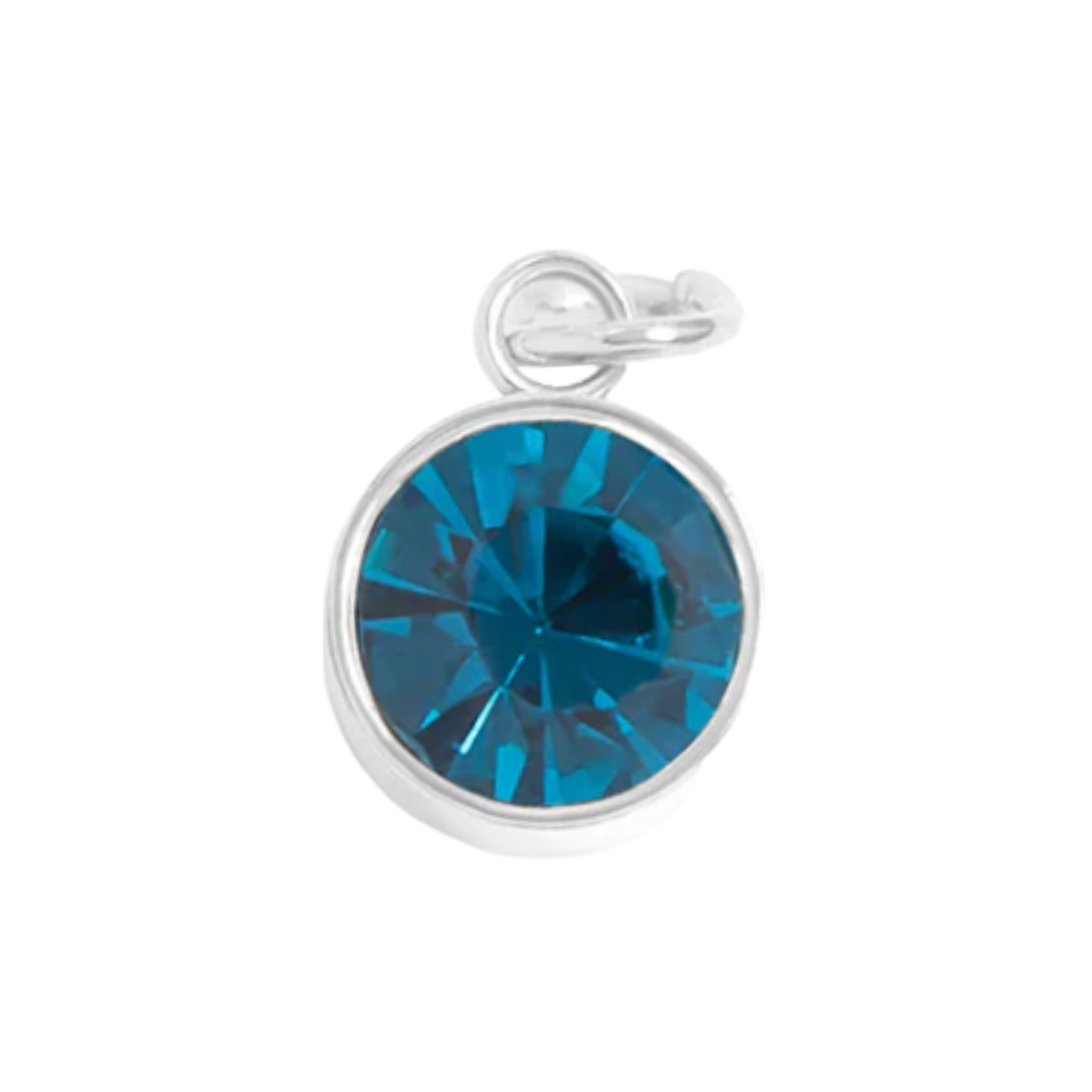 December birthstone blue topaz charm with faceted blue and silver bezel setting by HOLST+LEE
