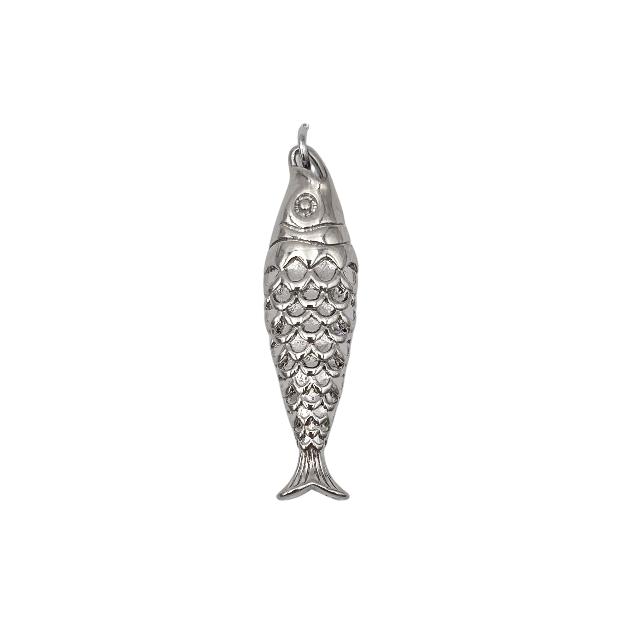 Silver 3D koi fish charm with layered scale texture by HOLST+LEE