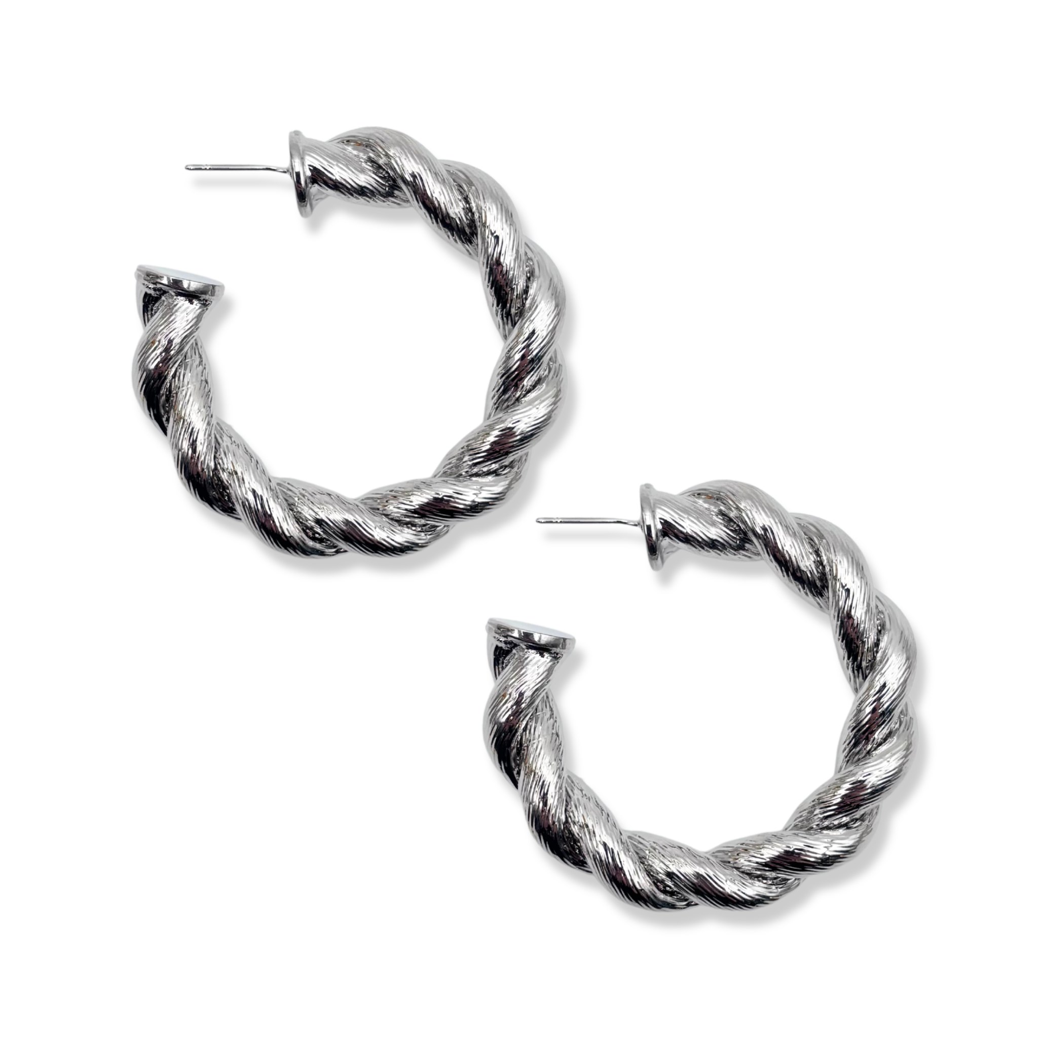 Silver twisted rope hoop earrings by HOLST+LEE