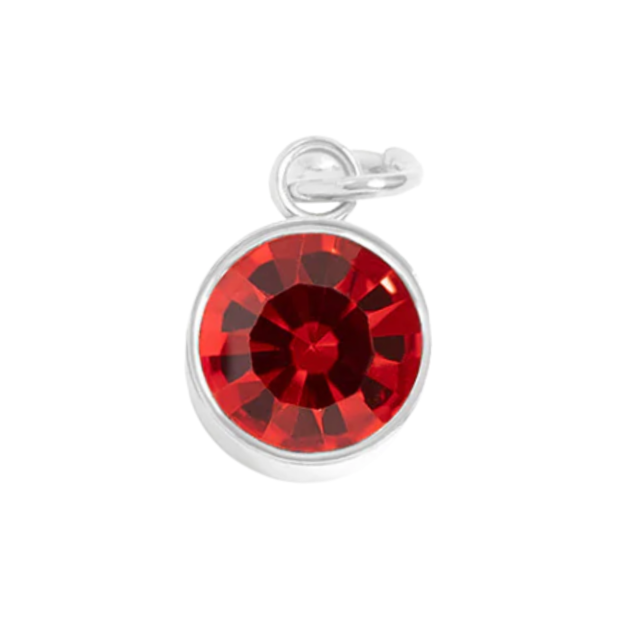 July birthstone ruby charm with faceted deep red and silver bezel setting by HOLST+LEE