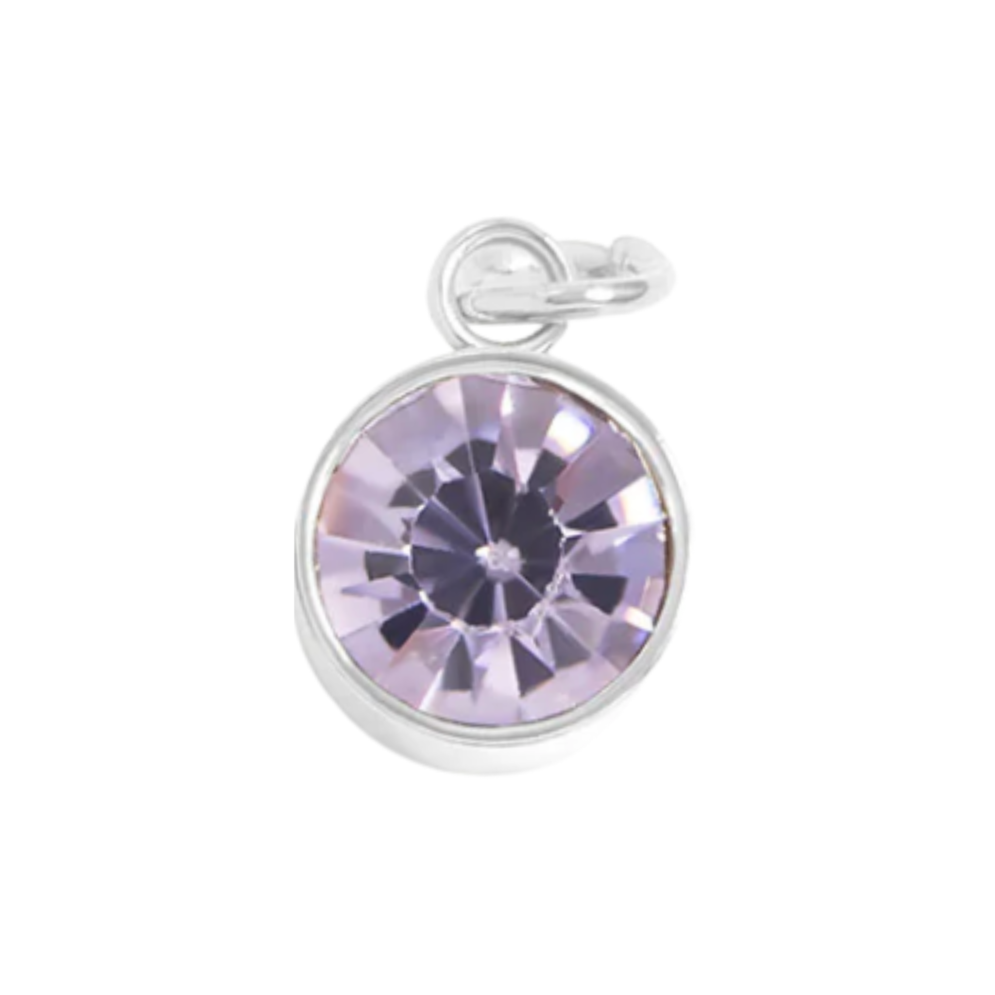 June birthstone alexandrite charm with faceted light purple and silver bezel setting by HOLST+LEE