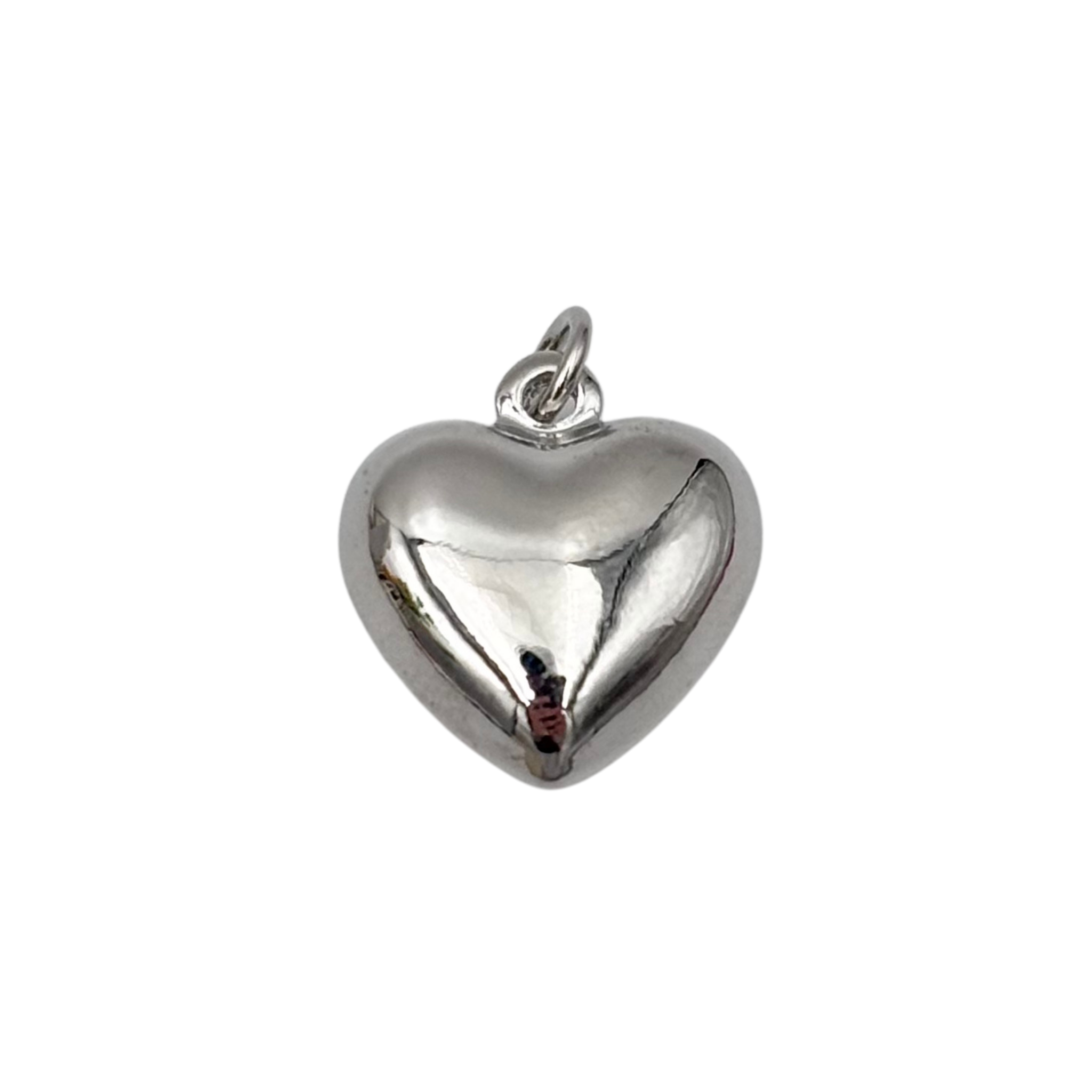 Large silver puffy heart charm with polished finish by HOLST+LEE