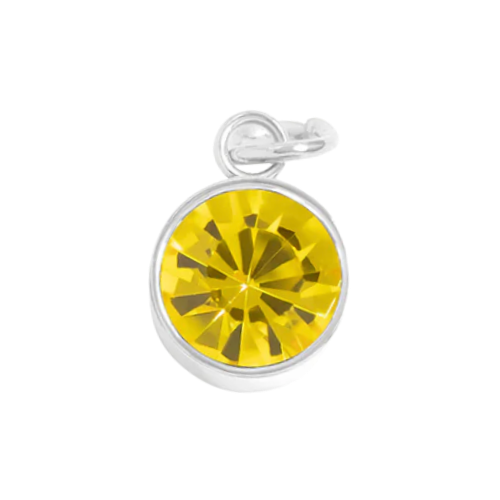November birthstone citrine charm with faceted yellow and silver bezel setting by HOLST+LEE