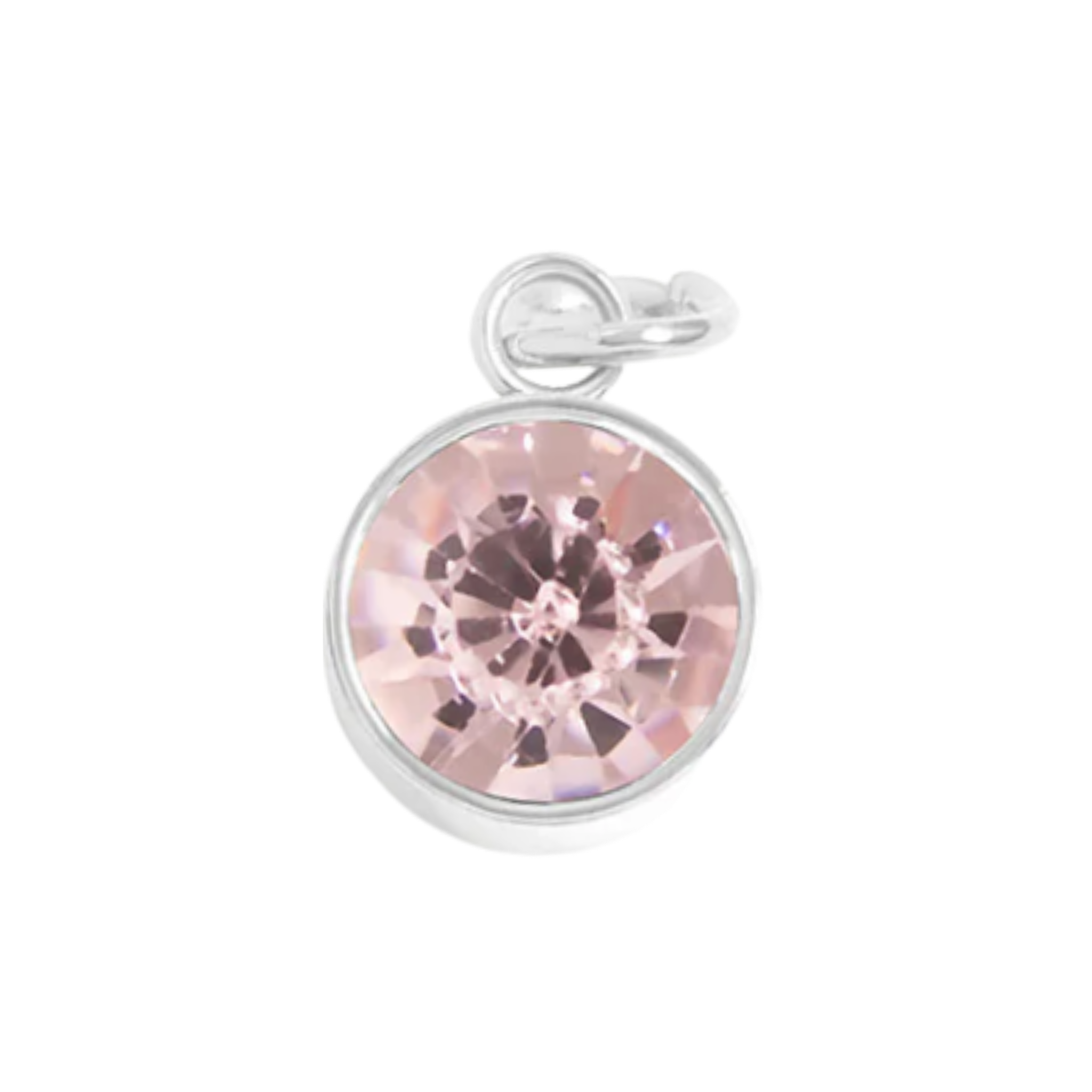 October birthstone Pink tourmaline charm with faceted pink and silver bezel setting by HOLST+LEE