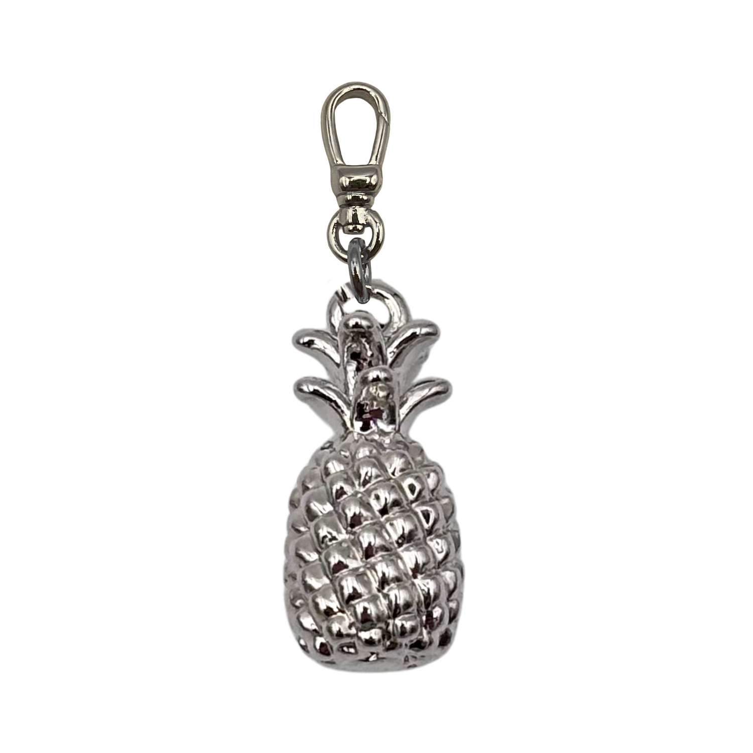 Silver 3D detailed pineapple with charm clip by HOLST+LEE
