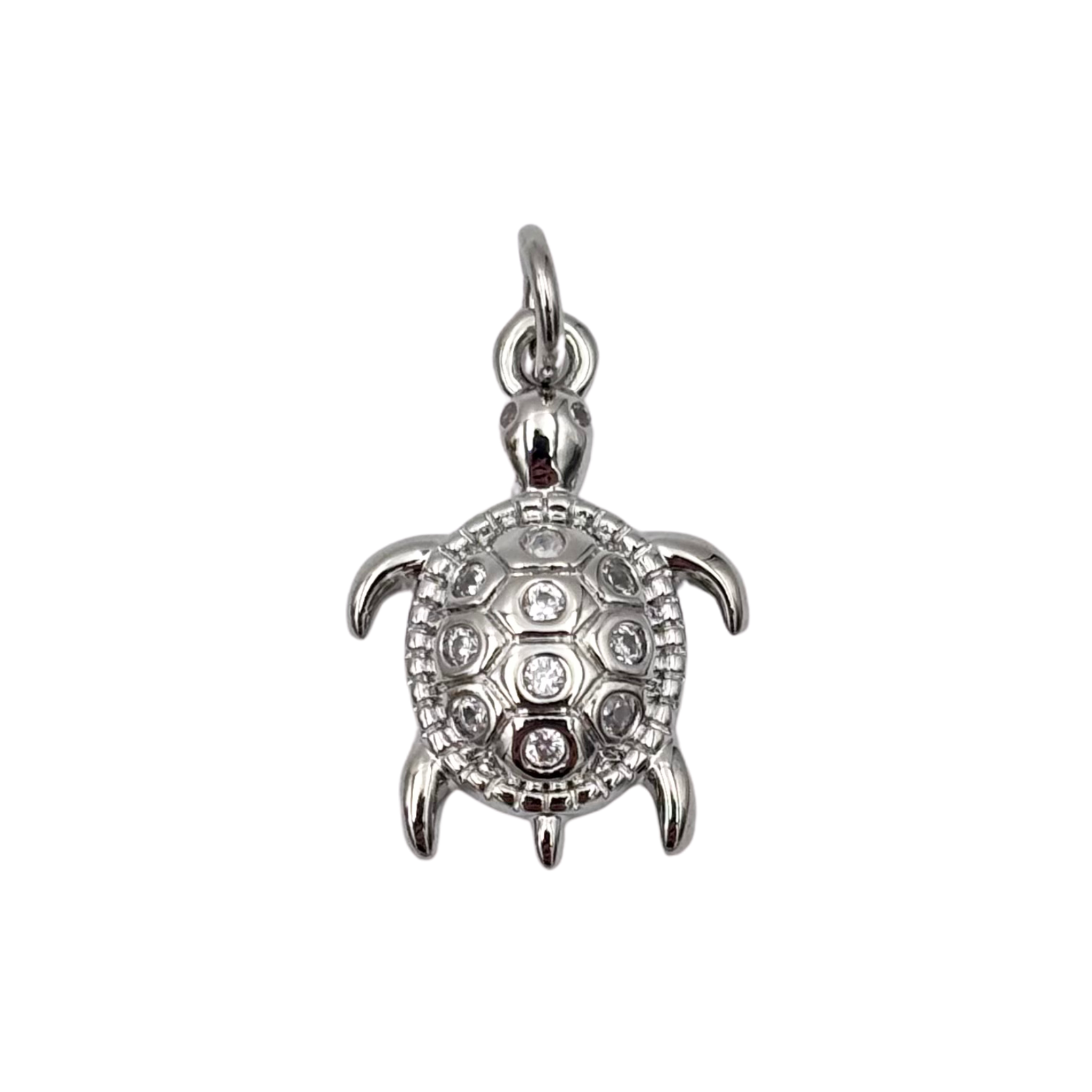 Silver sea turtle charm with fully pavé rhinestone-set shell by HOLST+LEE