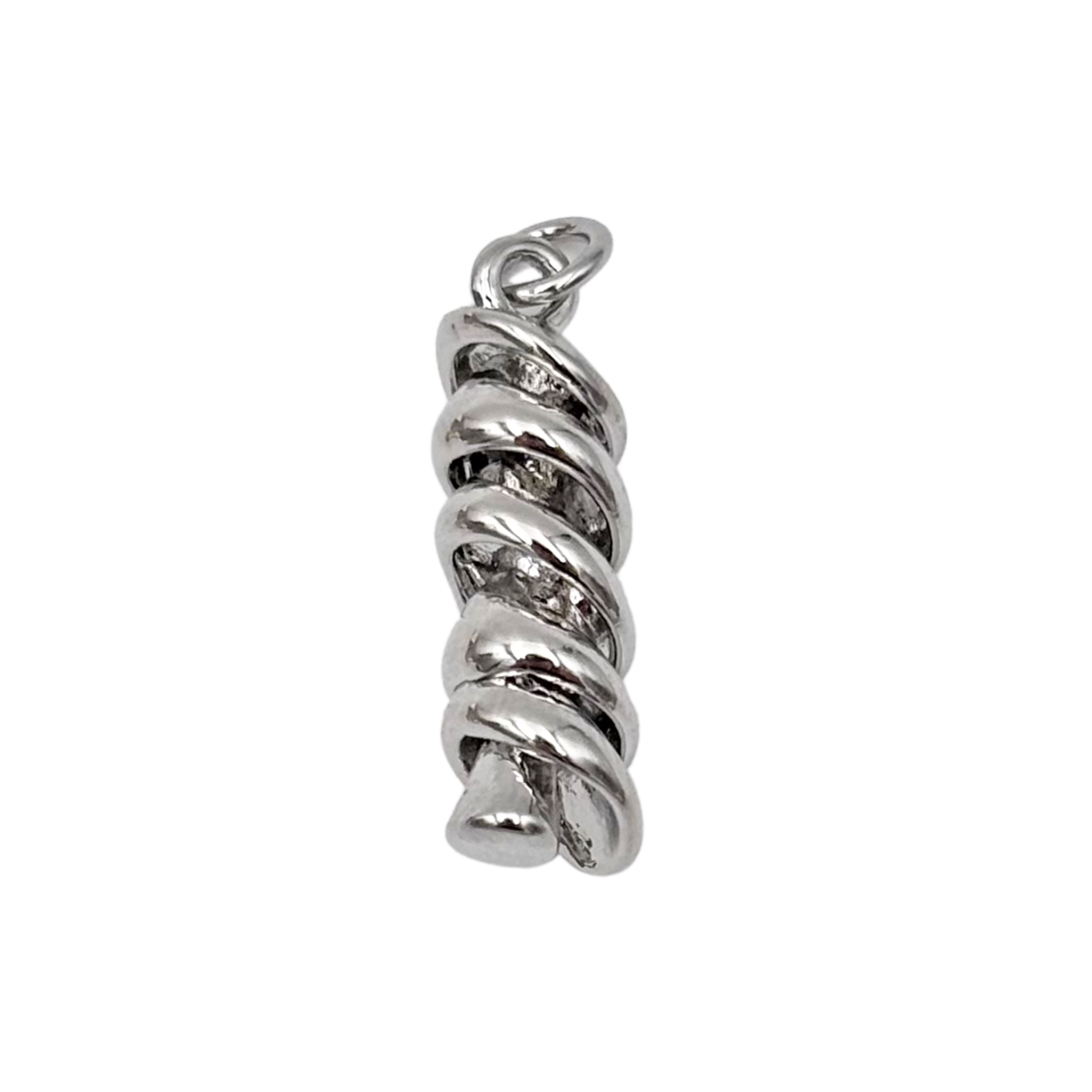 Polished silver rotini pasta charm with twisted ribbed detail by HOLST LEE