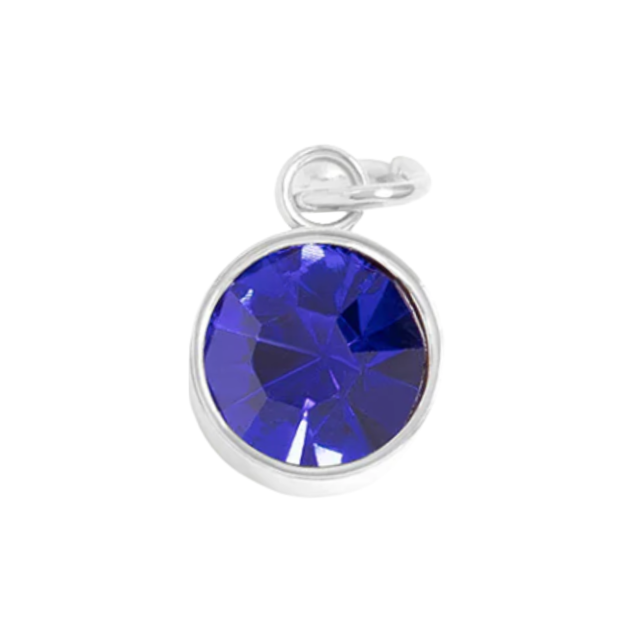September birthstone sapphire charm with faceted deep blue and silver bezel setting by HOLST+LEE