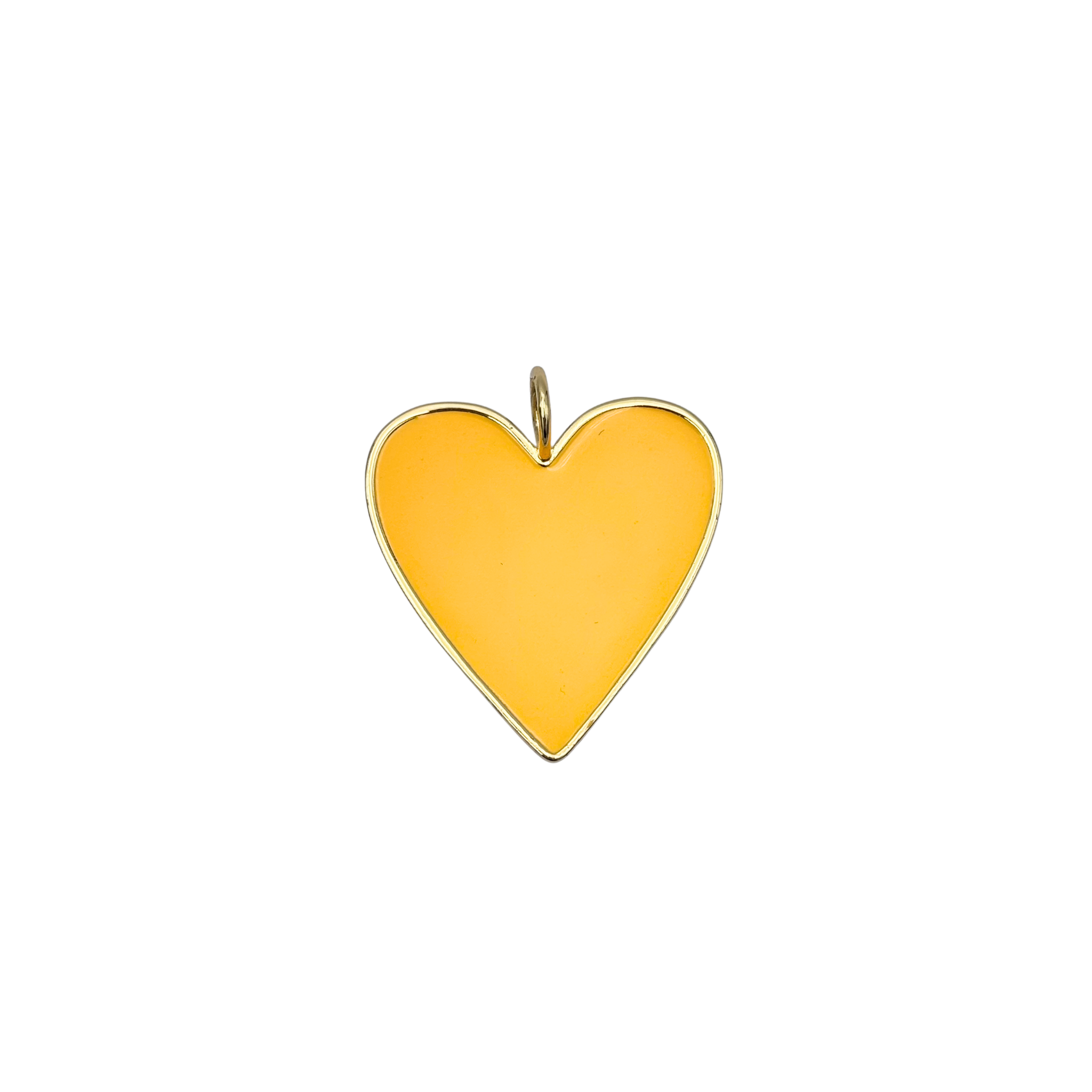 Gold-rimmed yellow enamel heart charm with smooth polished face by HOLST+LEE