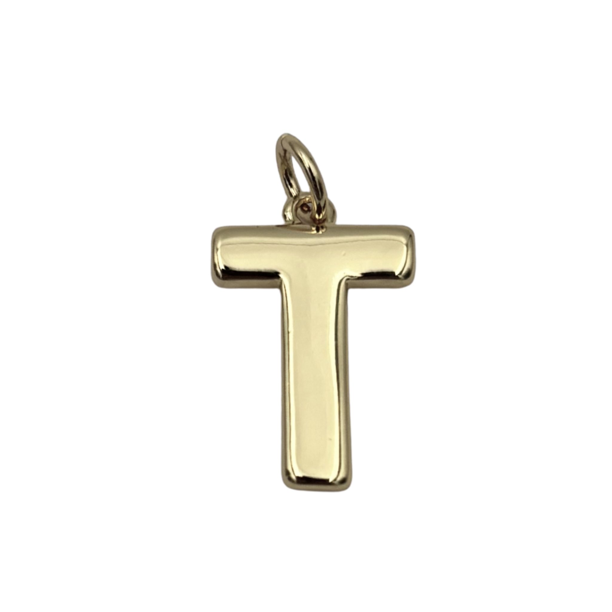 Gold block letter T initial charm by HOLST+LEE