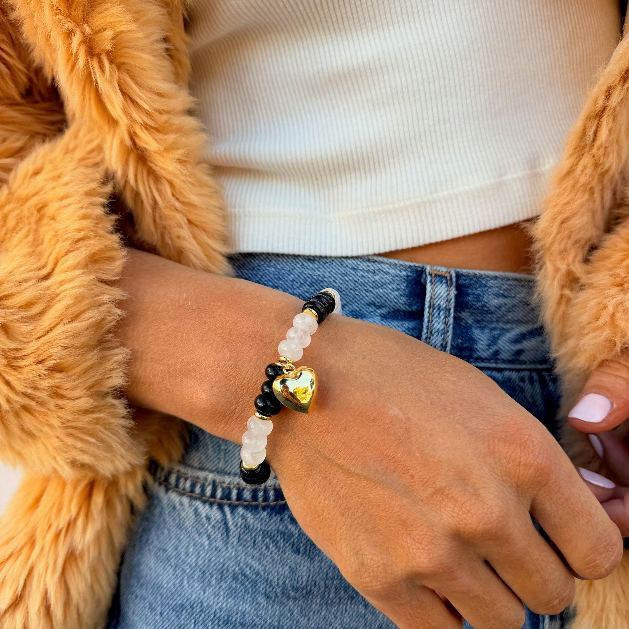 Terra Nior Gem Bracelet with Heart - on model