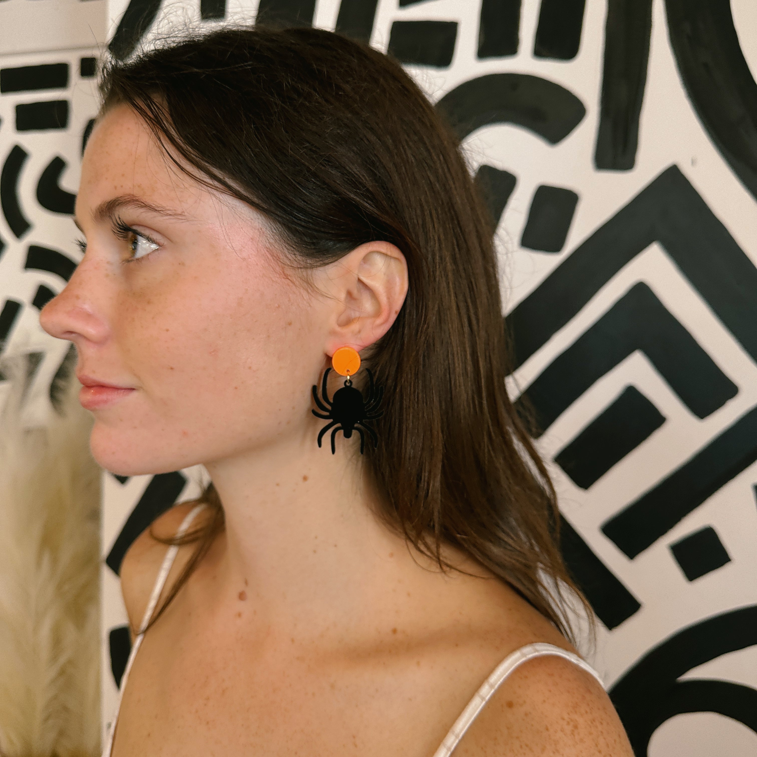 Spider Earrings Orange