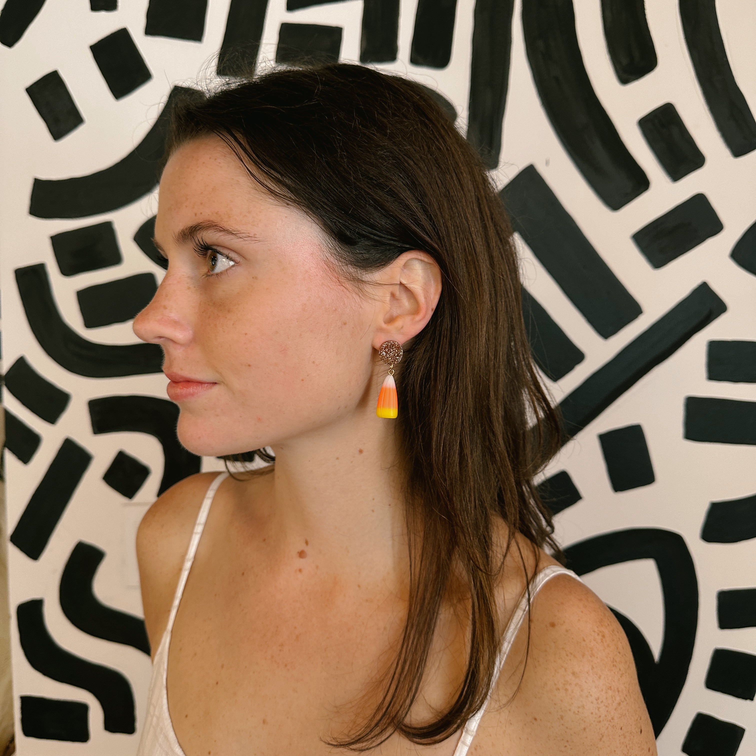 Candy Corn Earrings Orange