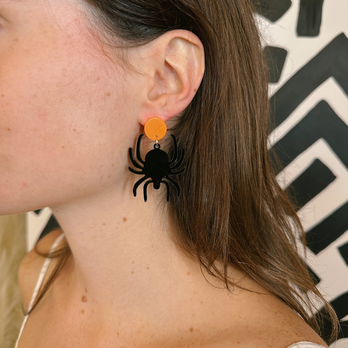 Spider Earrings Orange