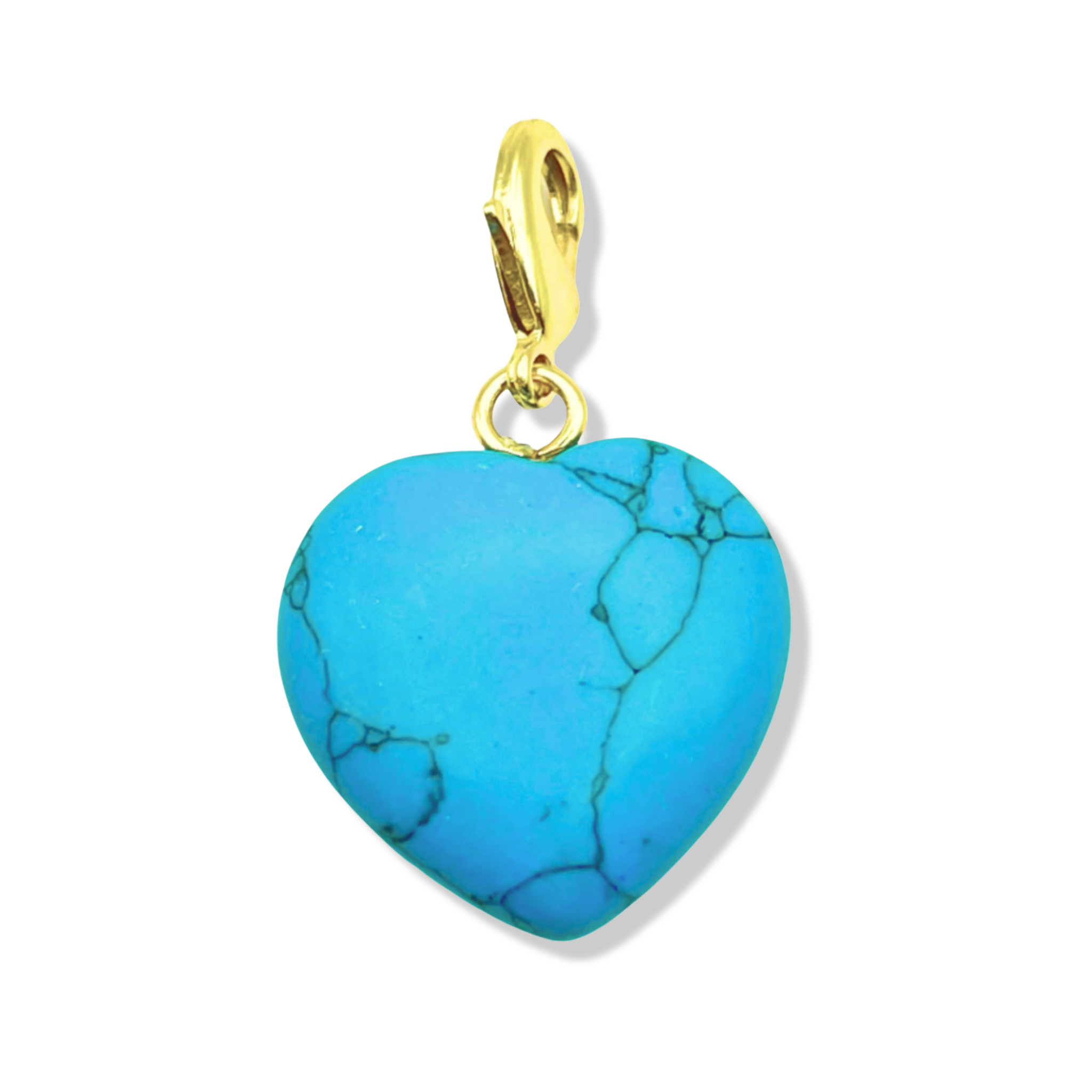 Turquoise blue semi-precious heart pendant with gold lobster clasp by HOLST+LEE