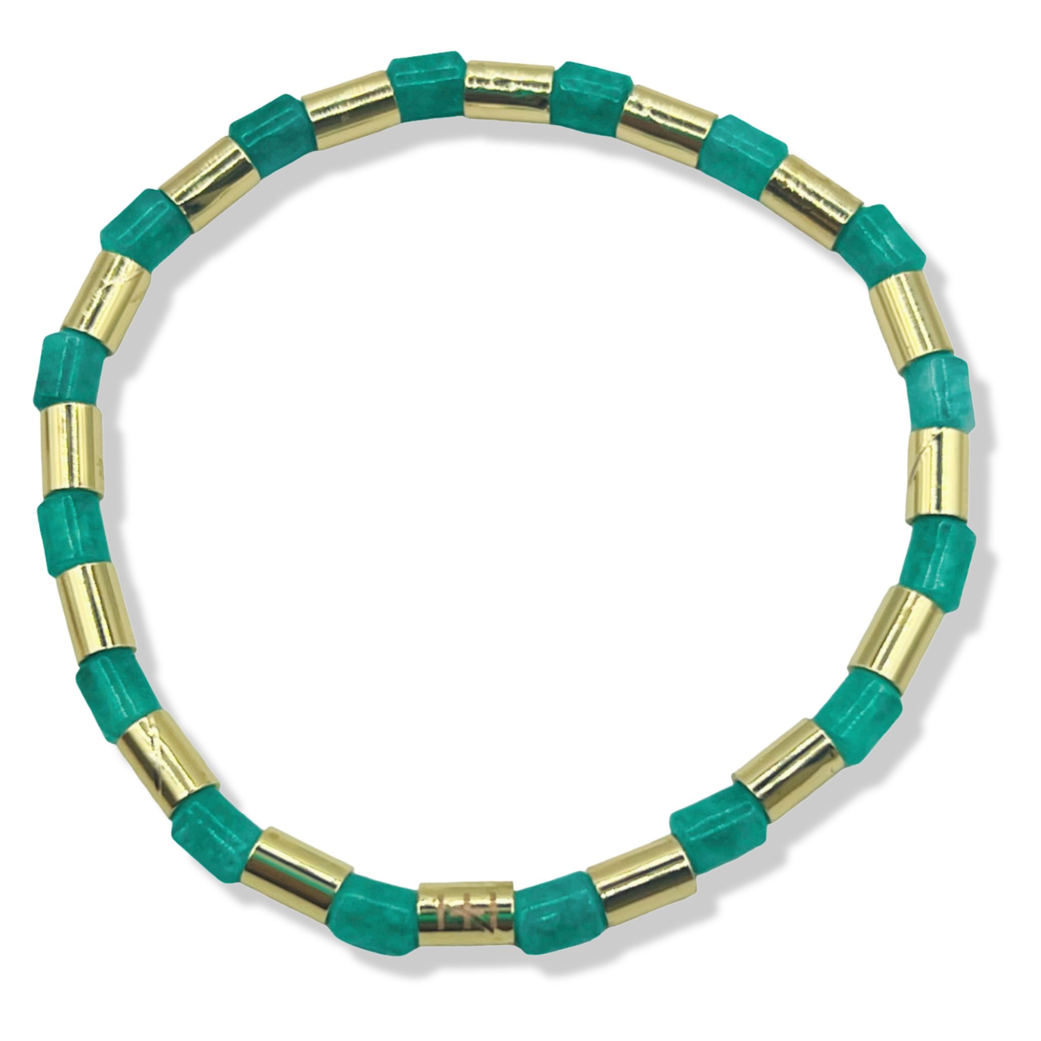 Bracelet with turquoise and gold cylindrical beads by HOLST+LEE
