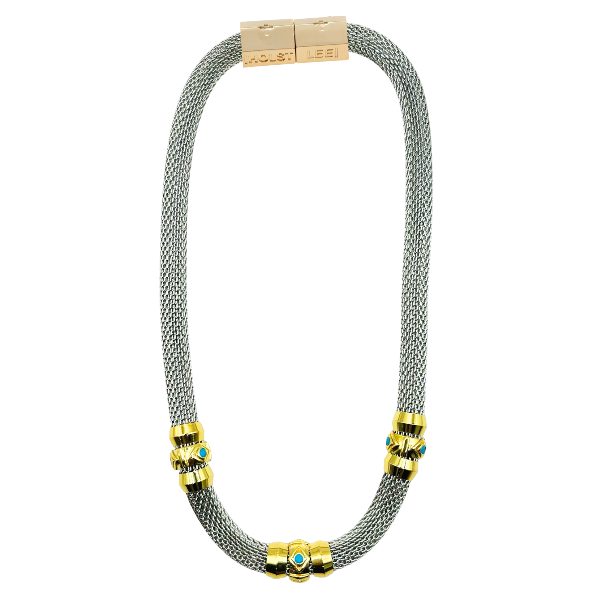 Two-tonewithTurquoiseEvilEyenecklce, signature magnetic clasp