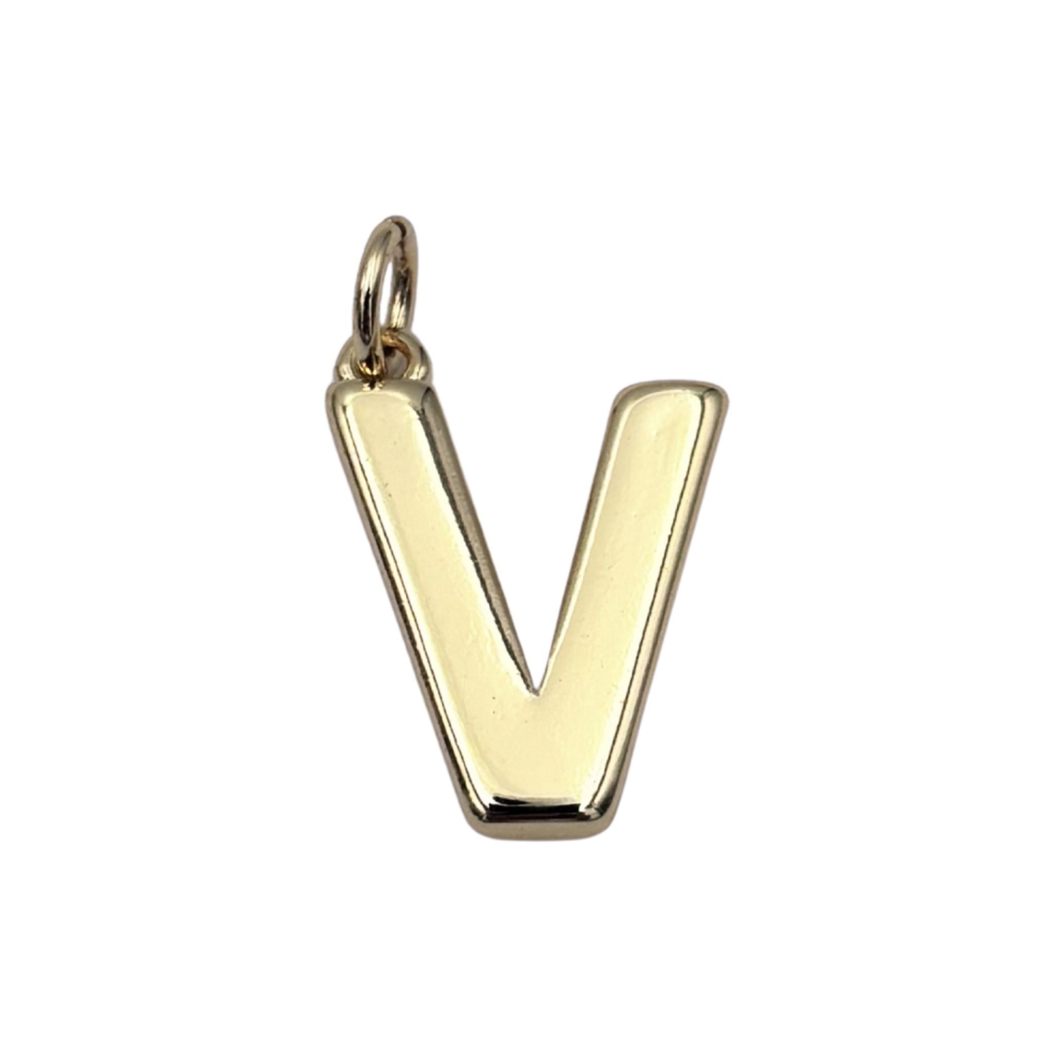 Gold block letter V initial charm by HOLST+LEE