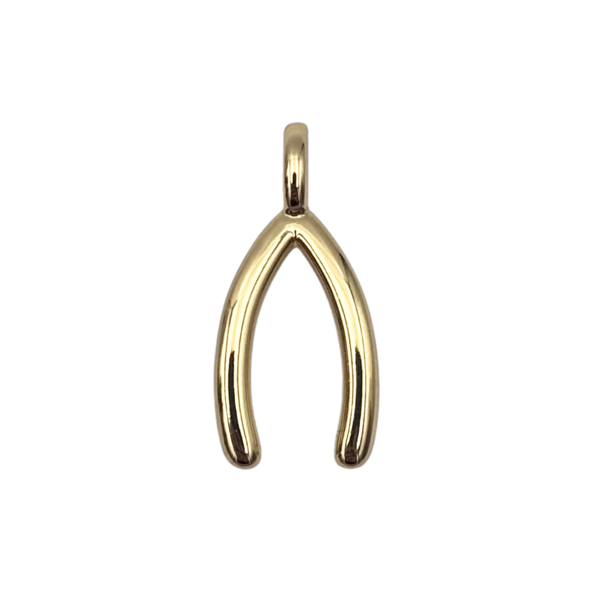 Gold wishbone charm with sleek finish by HOLST+LEE