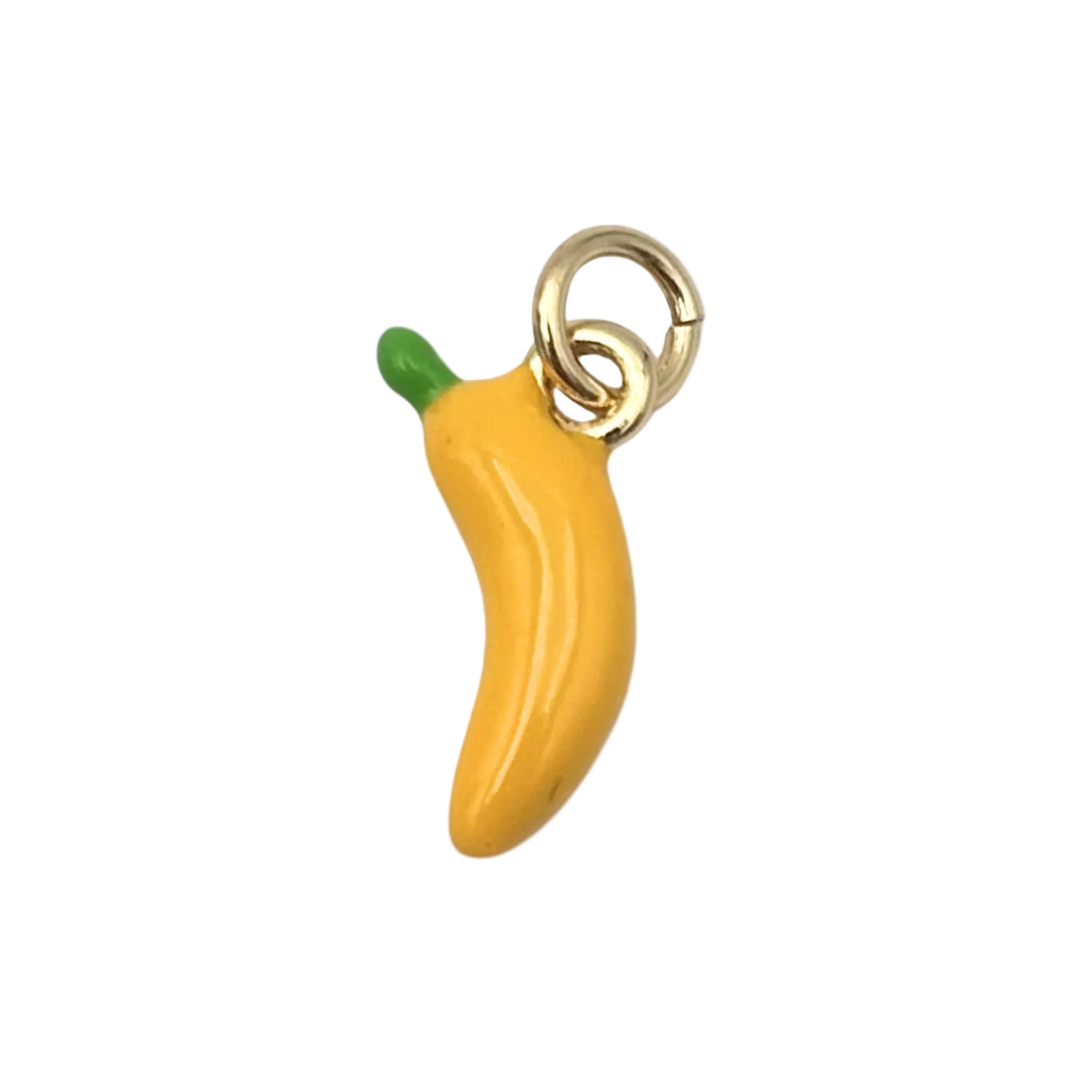 Yellow enamel banana charm with green stem by HOLST+LEE