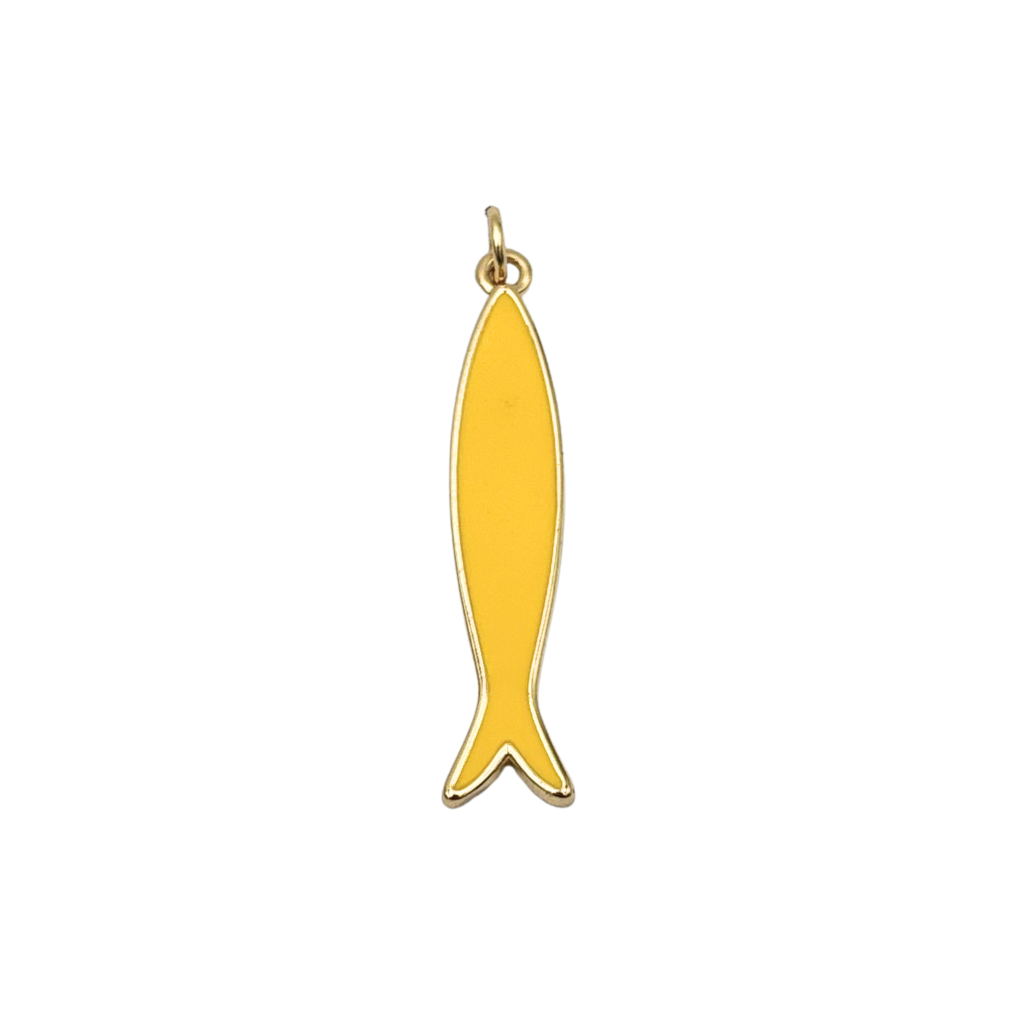 Yellow enamel fish pendant with gold outline by HOLST+LEE