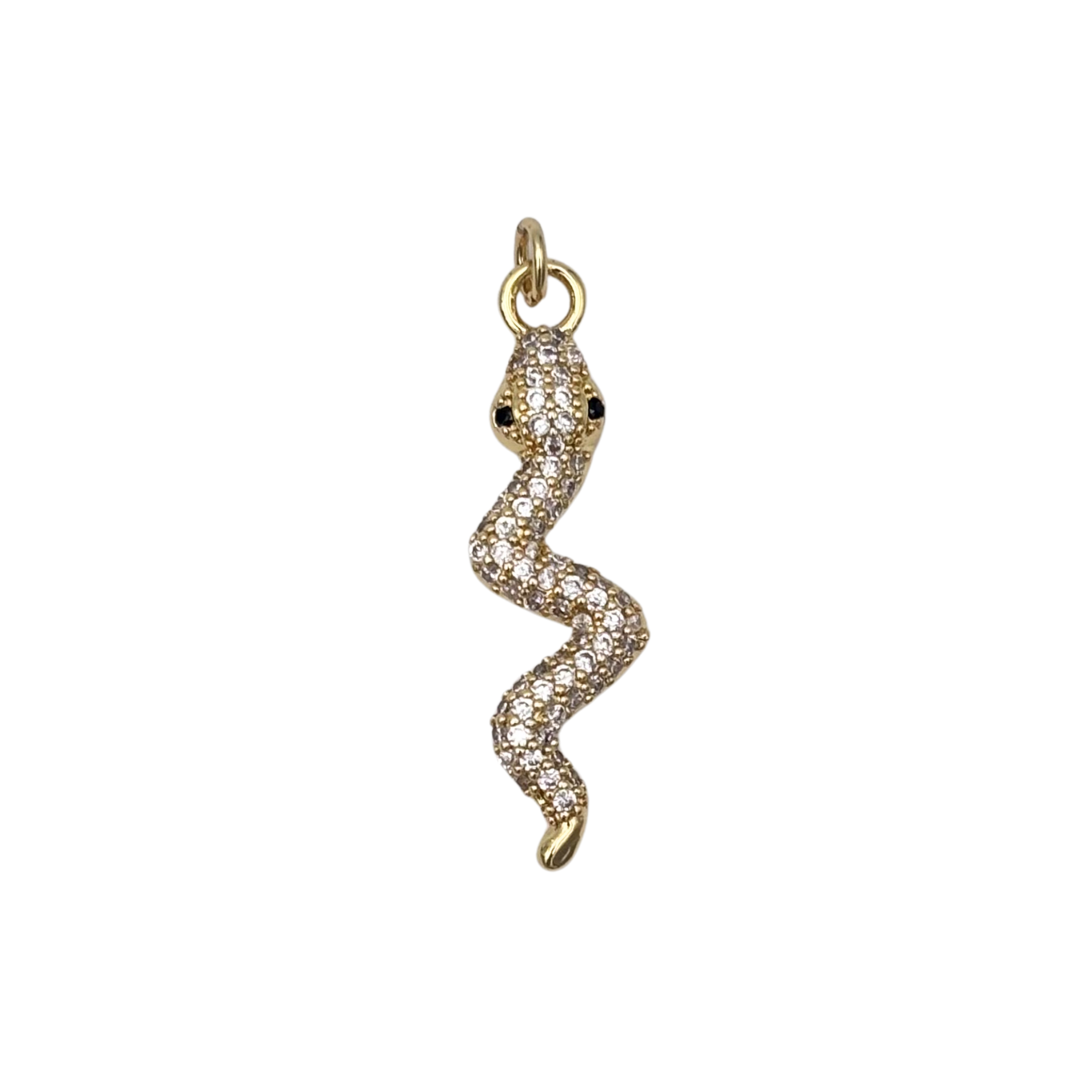 Gold snake charm with pave rhinestone body by HOLST+LEE