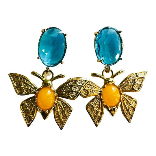 Butterfly Jewel Earrings Yellow