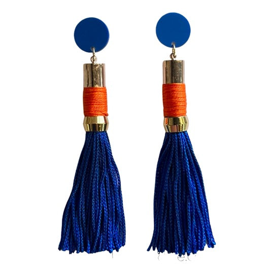 Tassel Earrings Blue/Orange