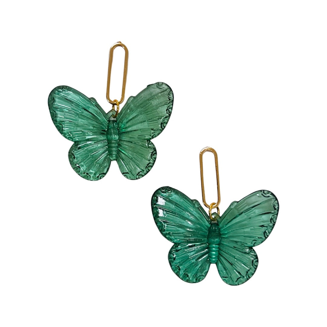 Acrylic Butterfly Earrings Green