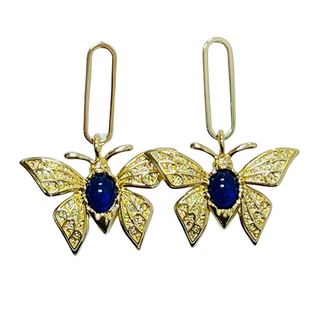 Vintage Butterfly Earrings Navy