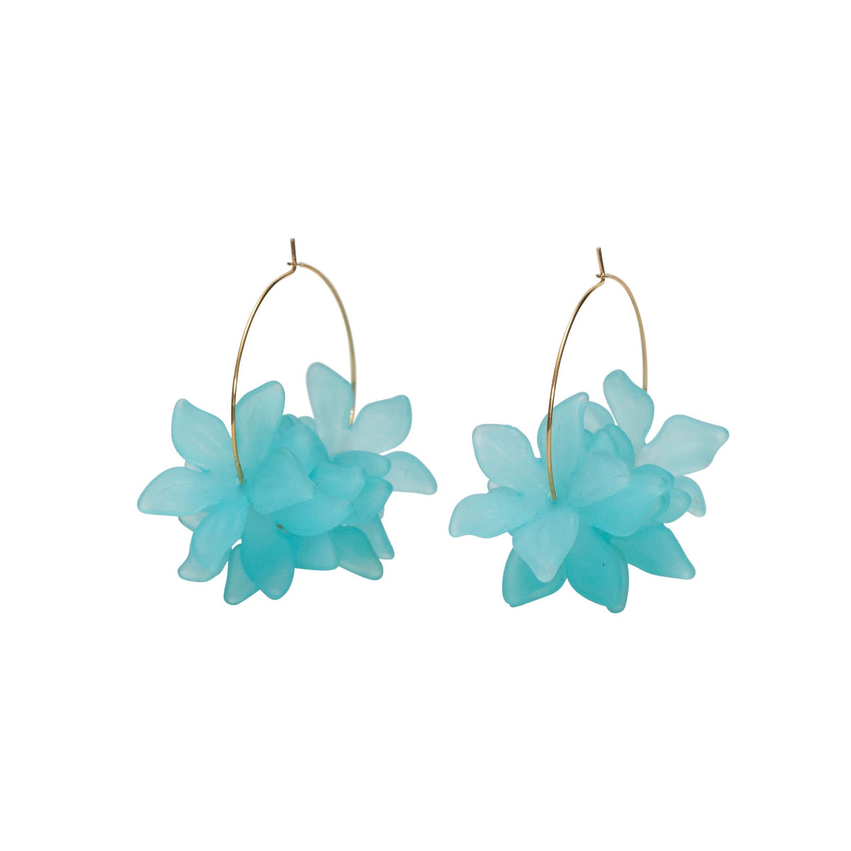 Floral Hoop Blue Earrings