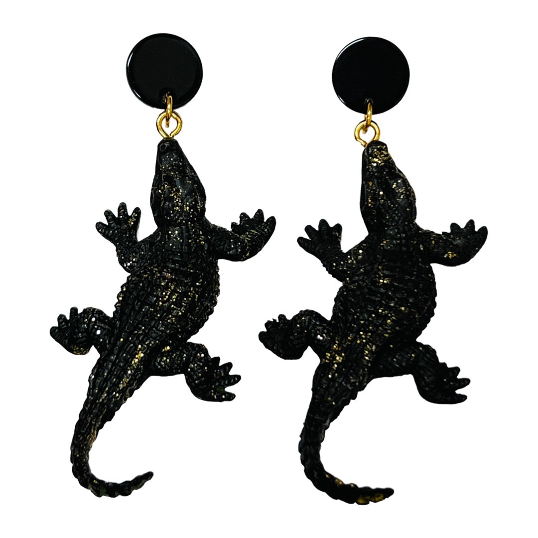 Alligator Earring Black and Black