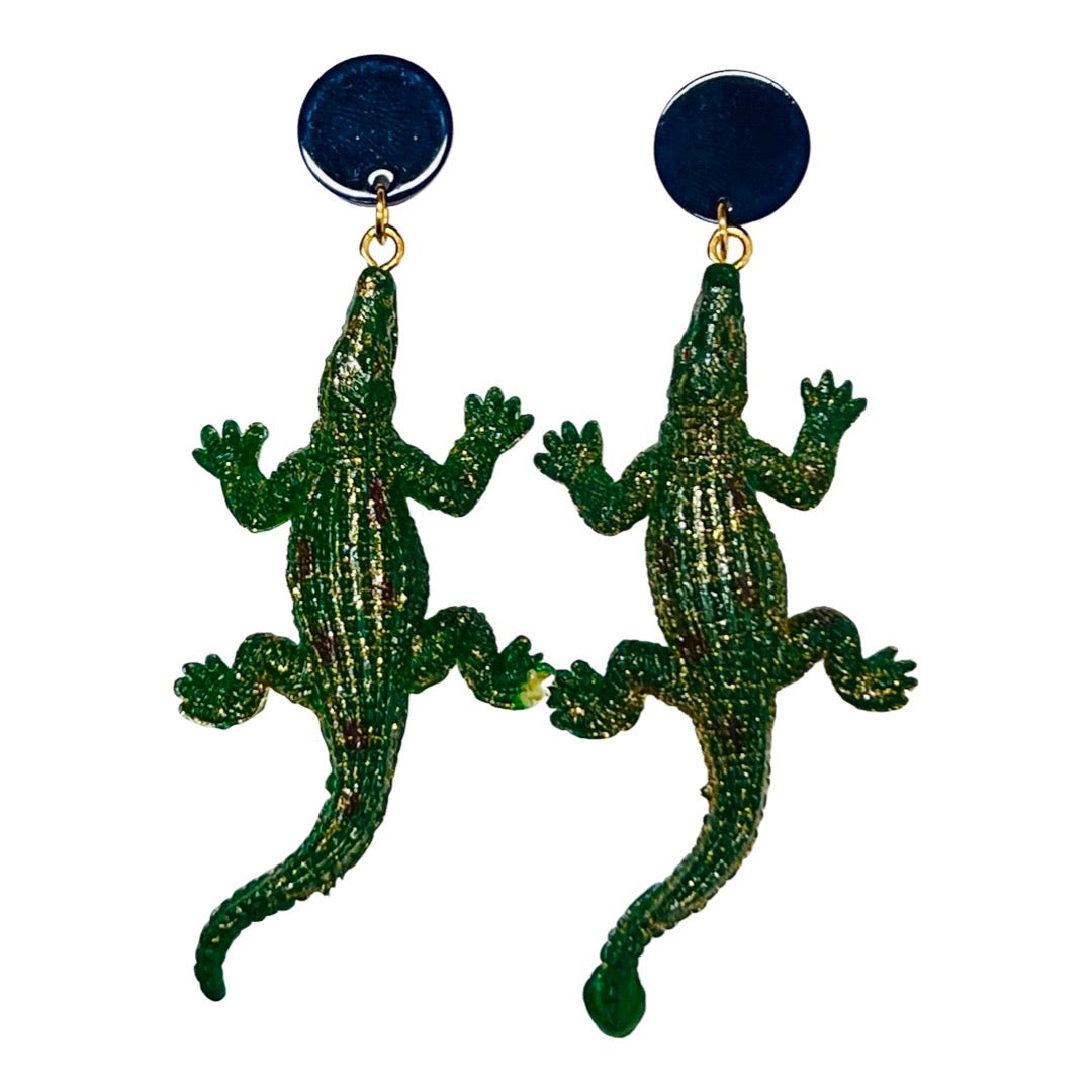 Alligator Earring Navy and Green