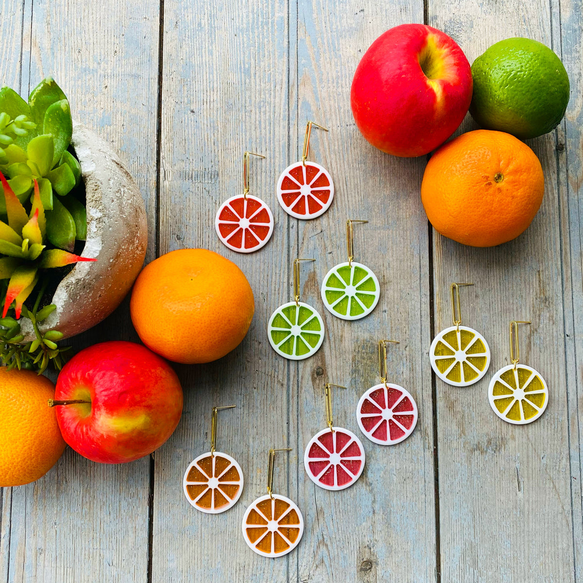 Fruit Slice Grapefruit Earrings