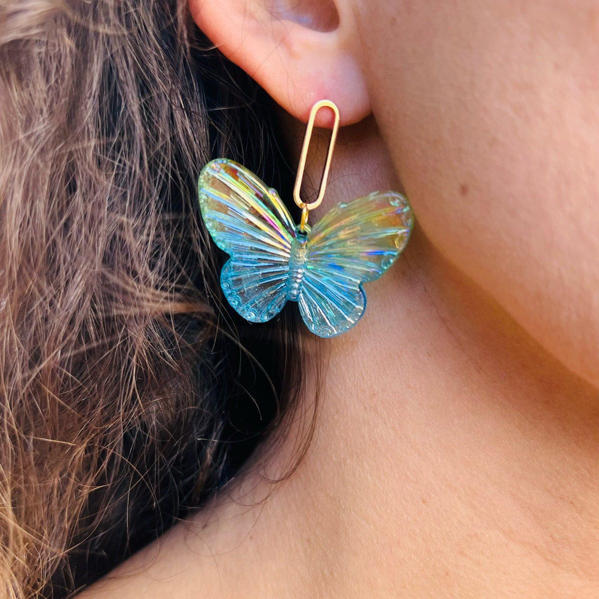 Acrylic Butterfly Earrings Turquoise