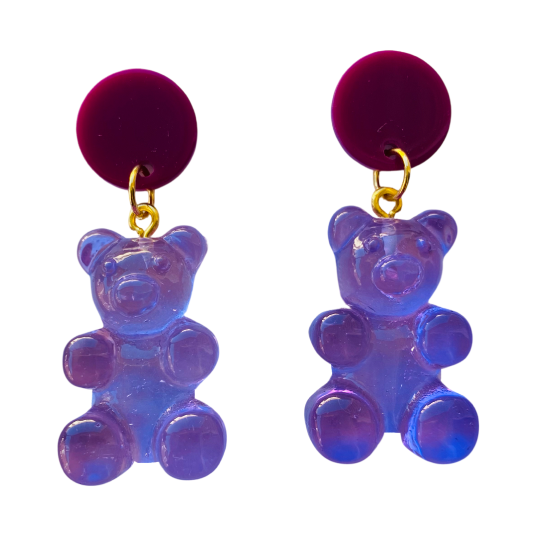 Gummy Bear Earrings Purple
