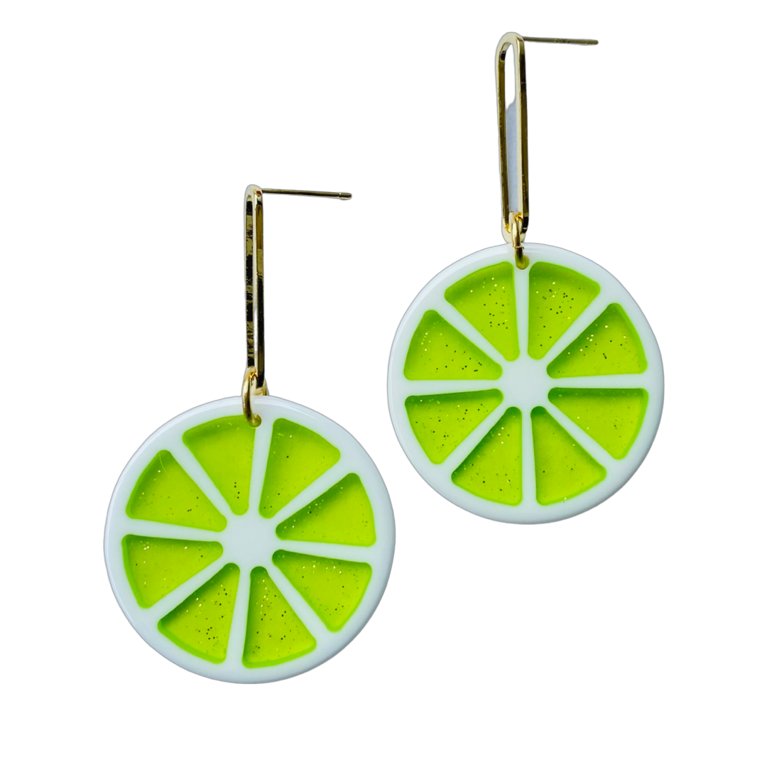 Fruit Slice Lime Earrings