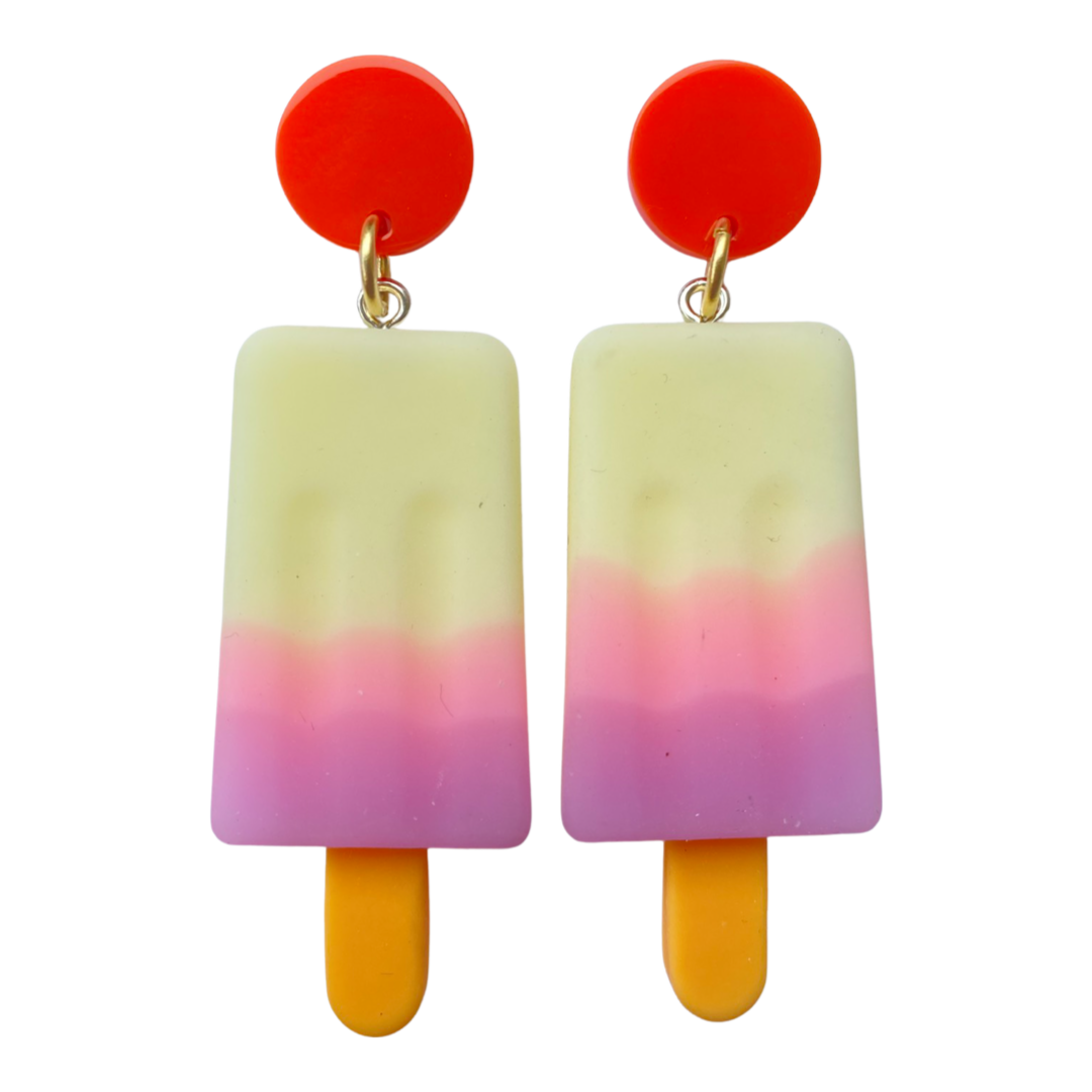Large Popsicle Cherry Garcia Earrings