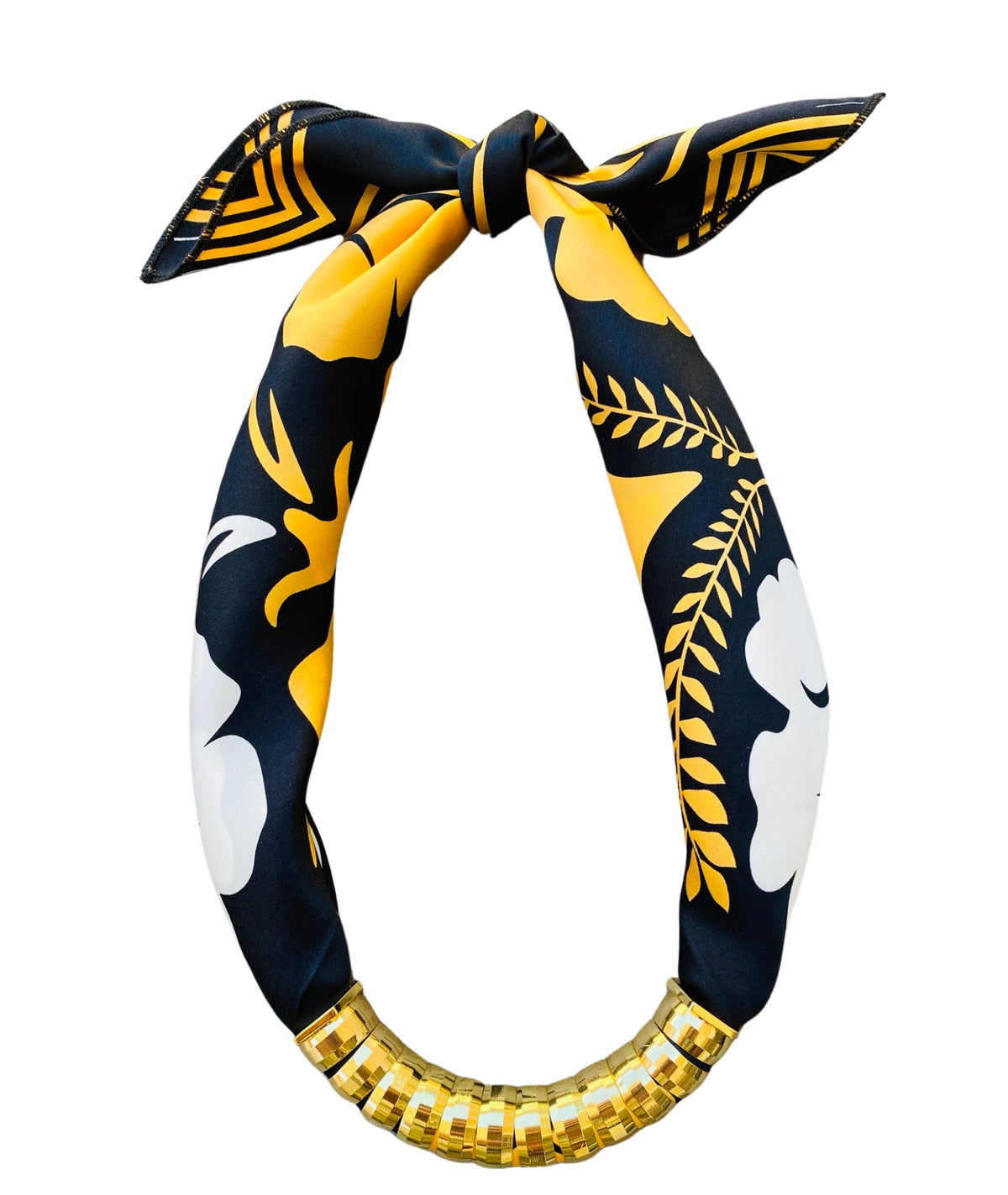 Classic Scarf Black &amp; Gold Necklace