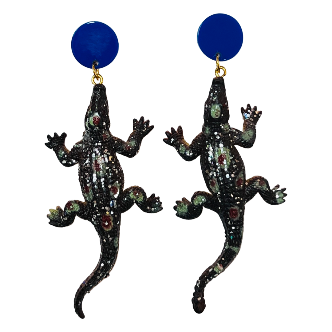 Alligator Earring Black and Royal Blue