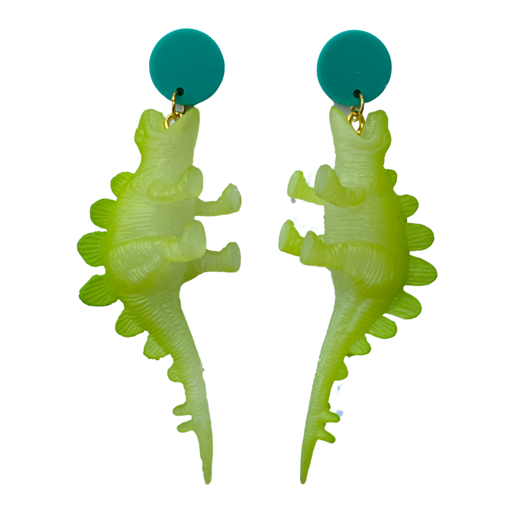 Dinosaur Earring Stegosaurus Green