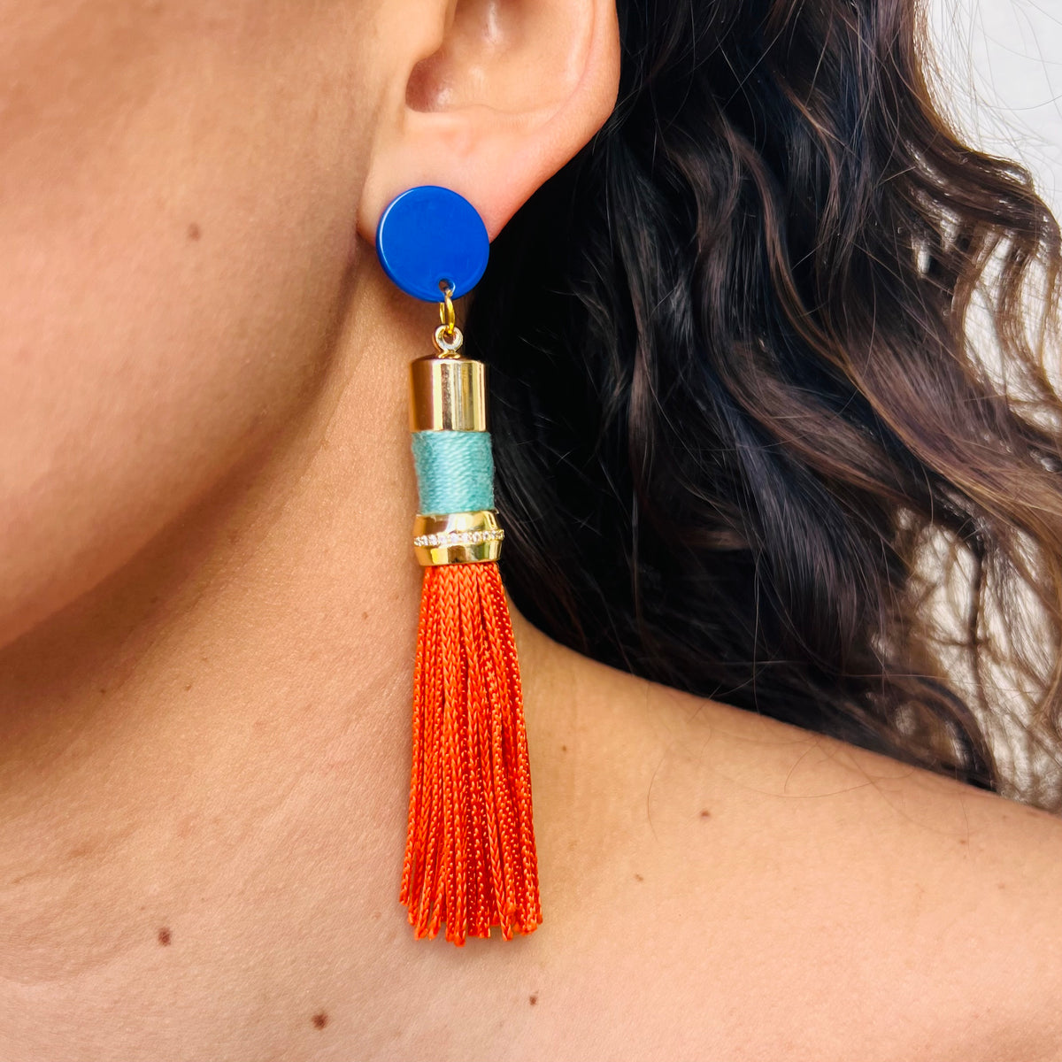 Tassel Earrings Orange/Turquoise