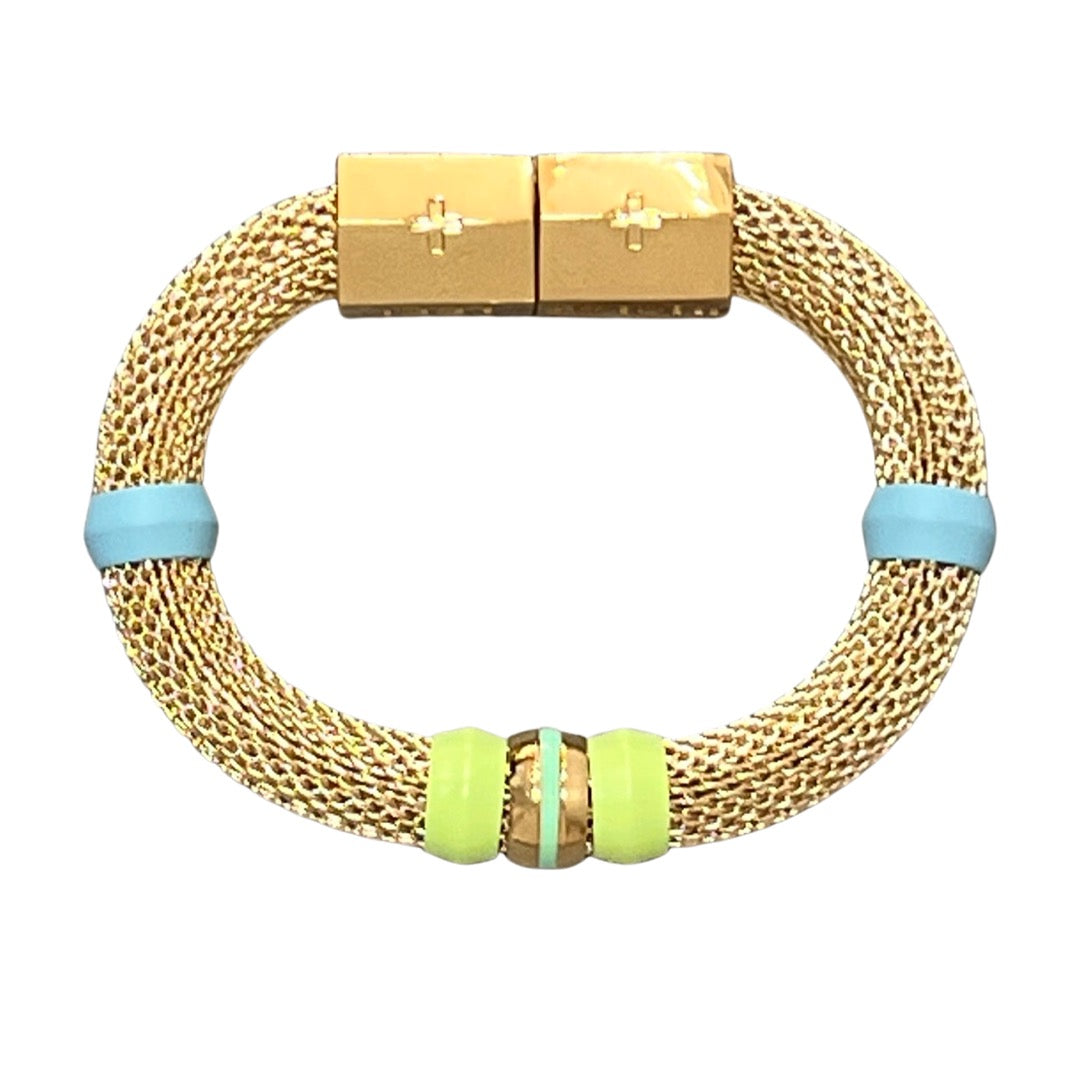 Mesh Colorblock Bracelet Sky Blue &amp; Lime
