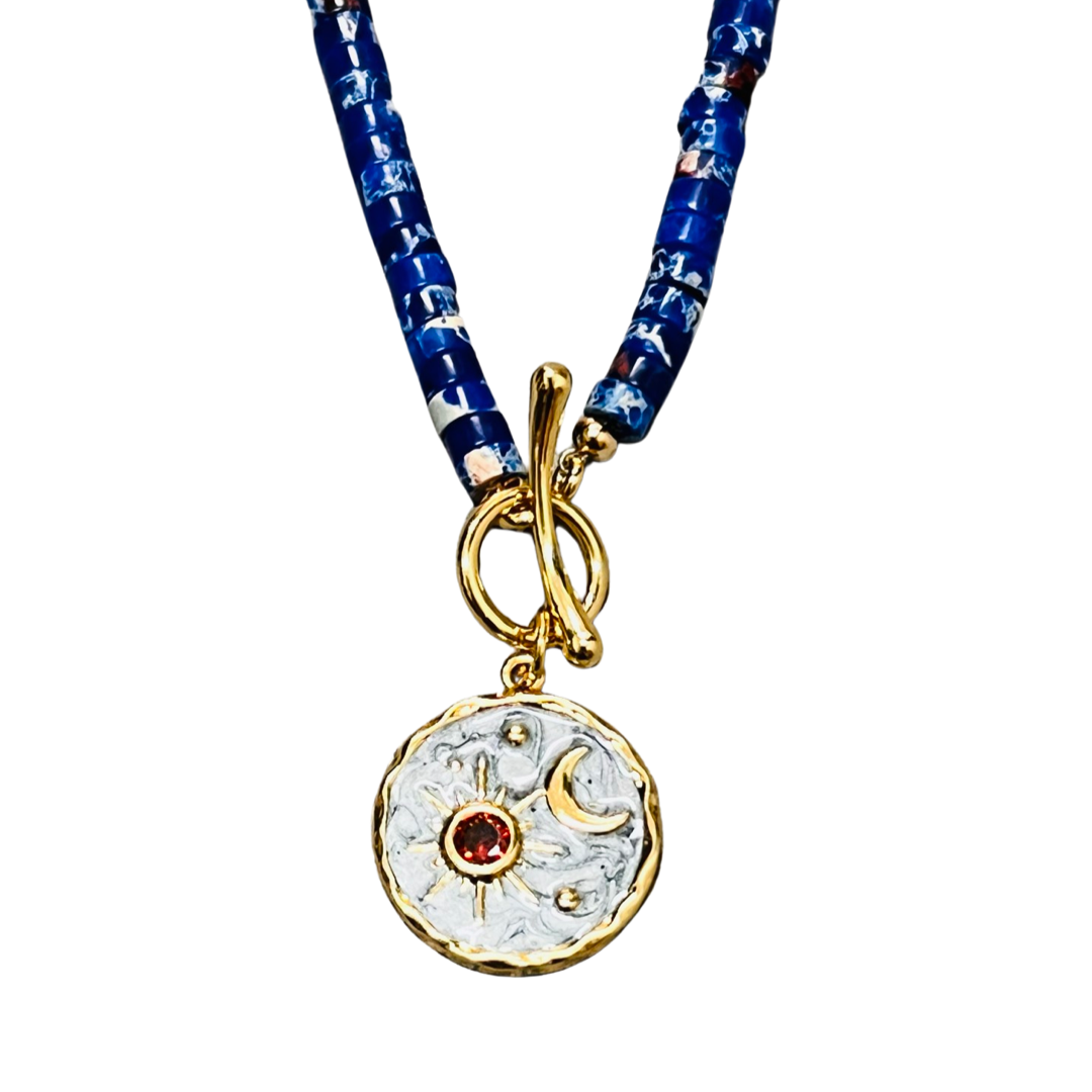 Lapis Bead Pendant Necklace