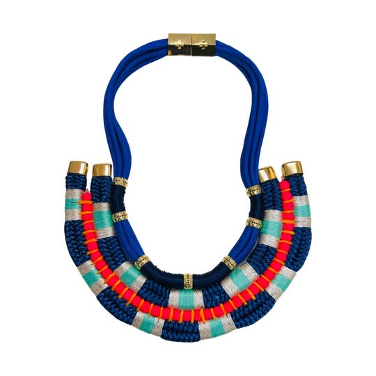 Plate Necklace Blue, Turquoise, and Red