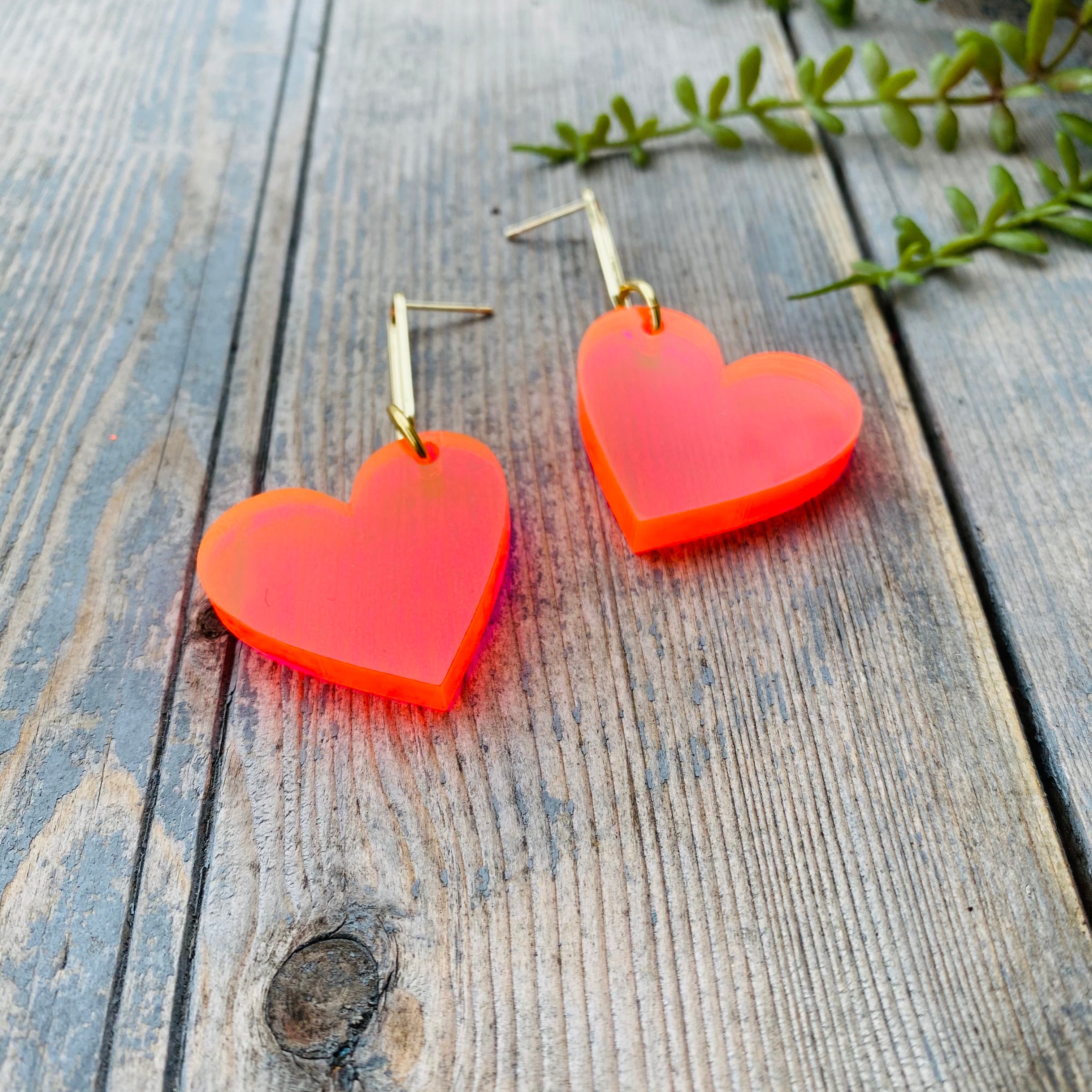 Neon Heart Drop Earrings