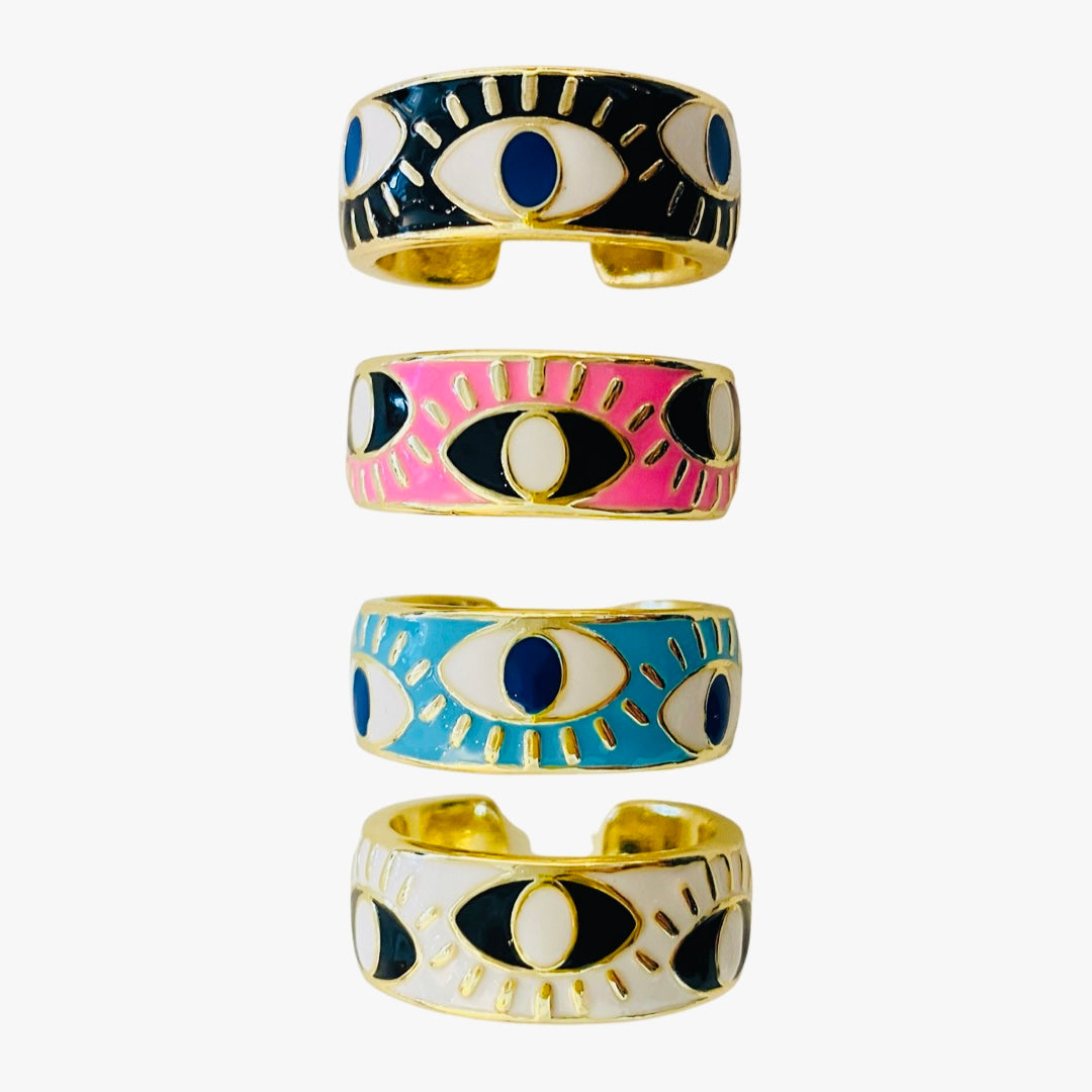 Evil Eye Band Ring Hot Pink